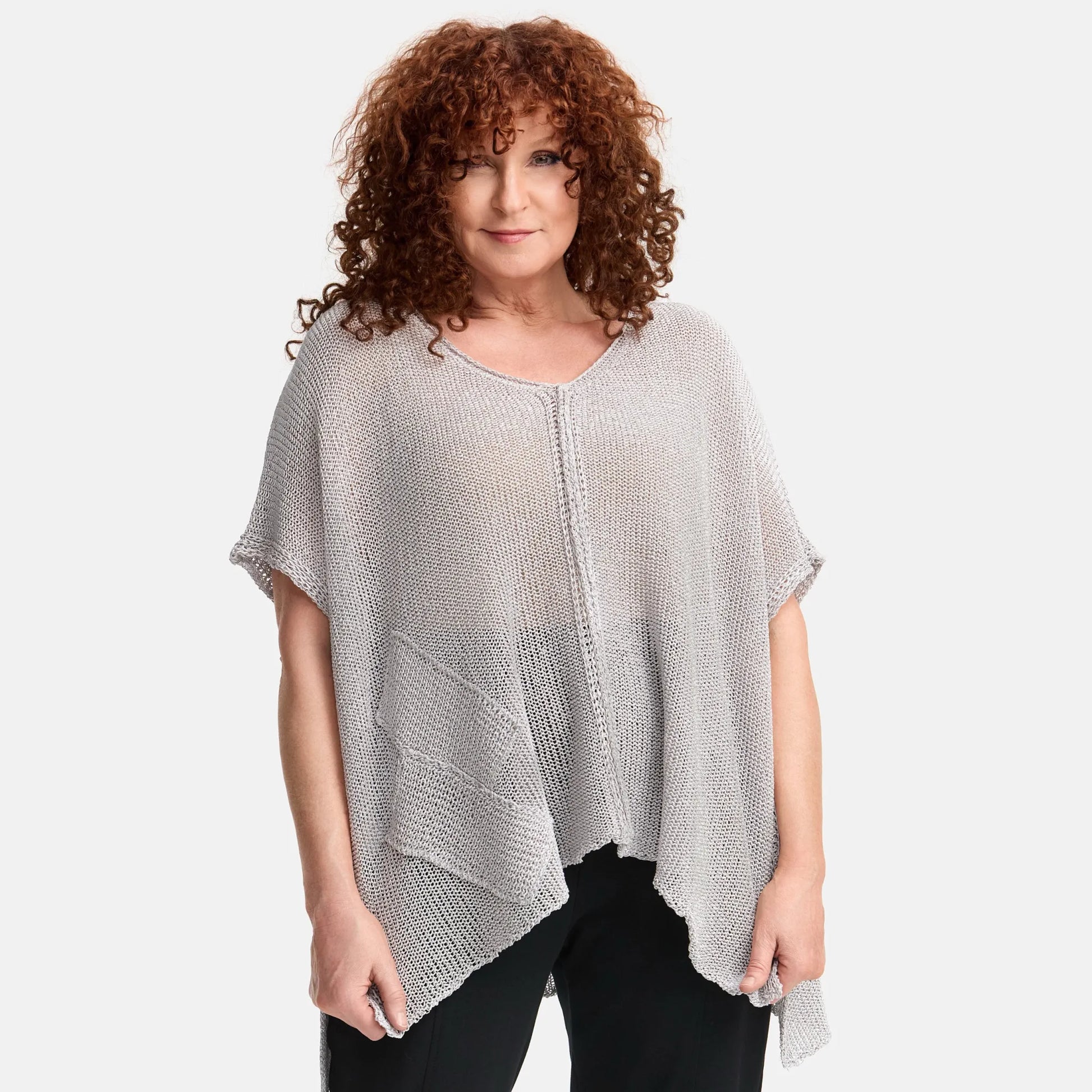 Amandine Pullover in kastiger Form, aus Baumwolle, A2801, Ecru, Schick, Modern, Bequem