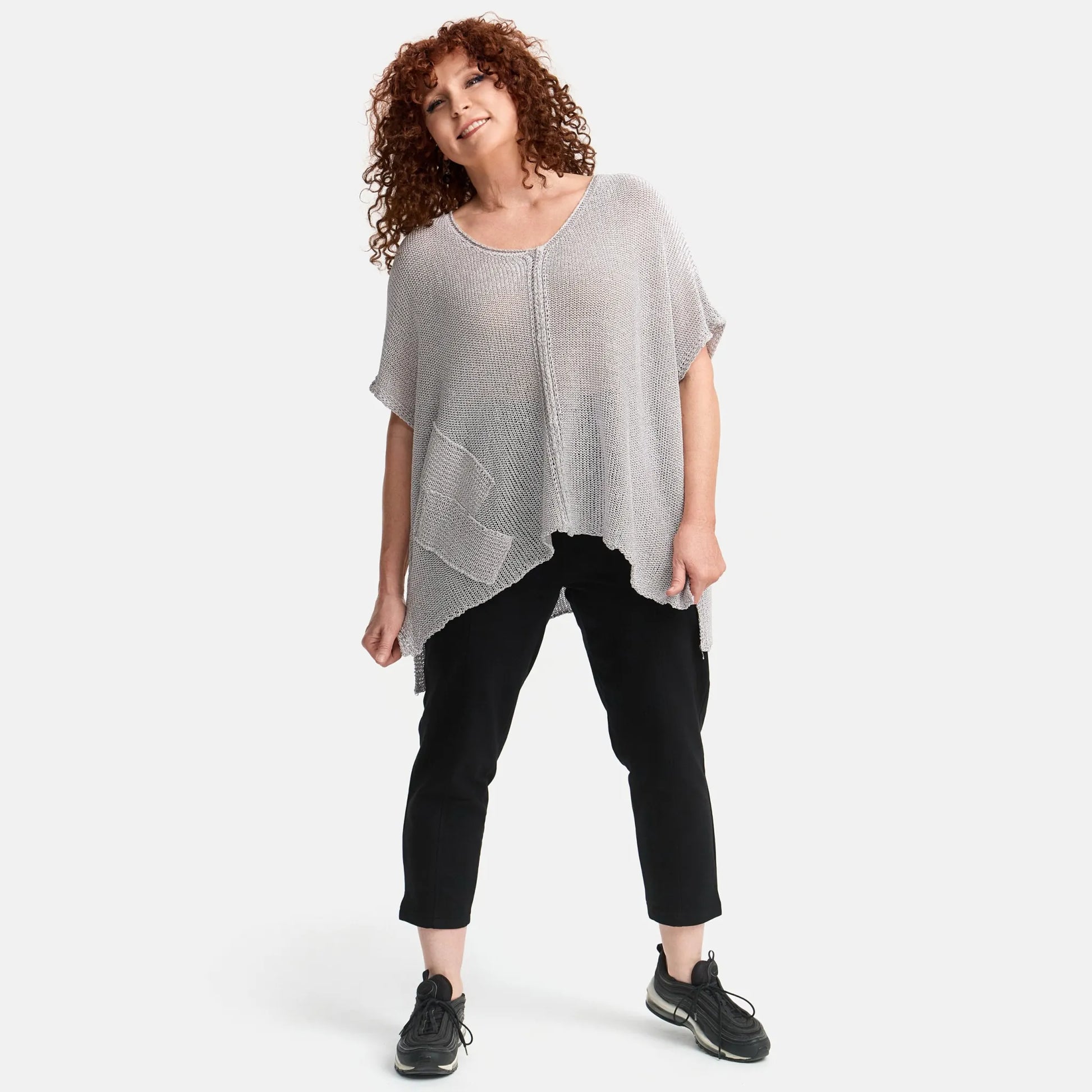 Amandine Pullover in kastiger Form, aus Baumwolle, A2801, Ecru, Schick, Modern, Bequem