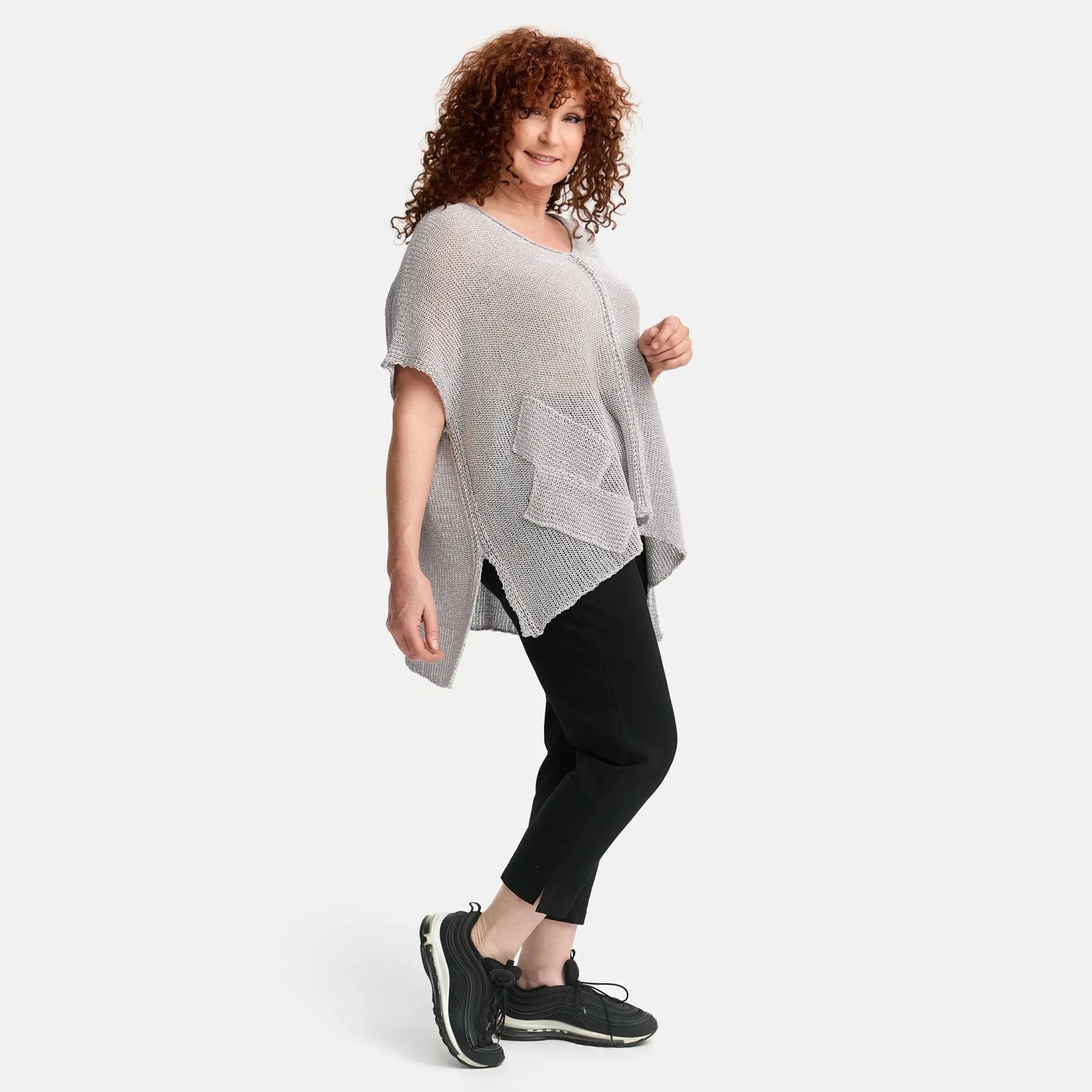Amandine Pullover in kastiger Form, aus Baumwolle, A2801, Ecru, Schick, Modern, Bequem