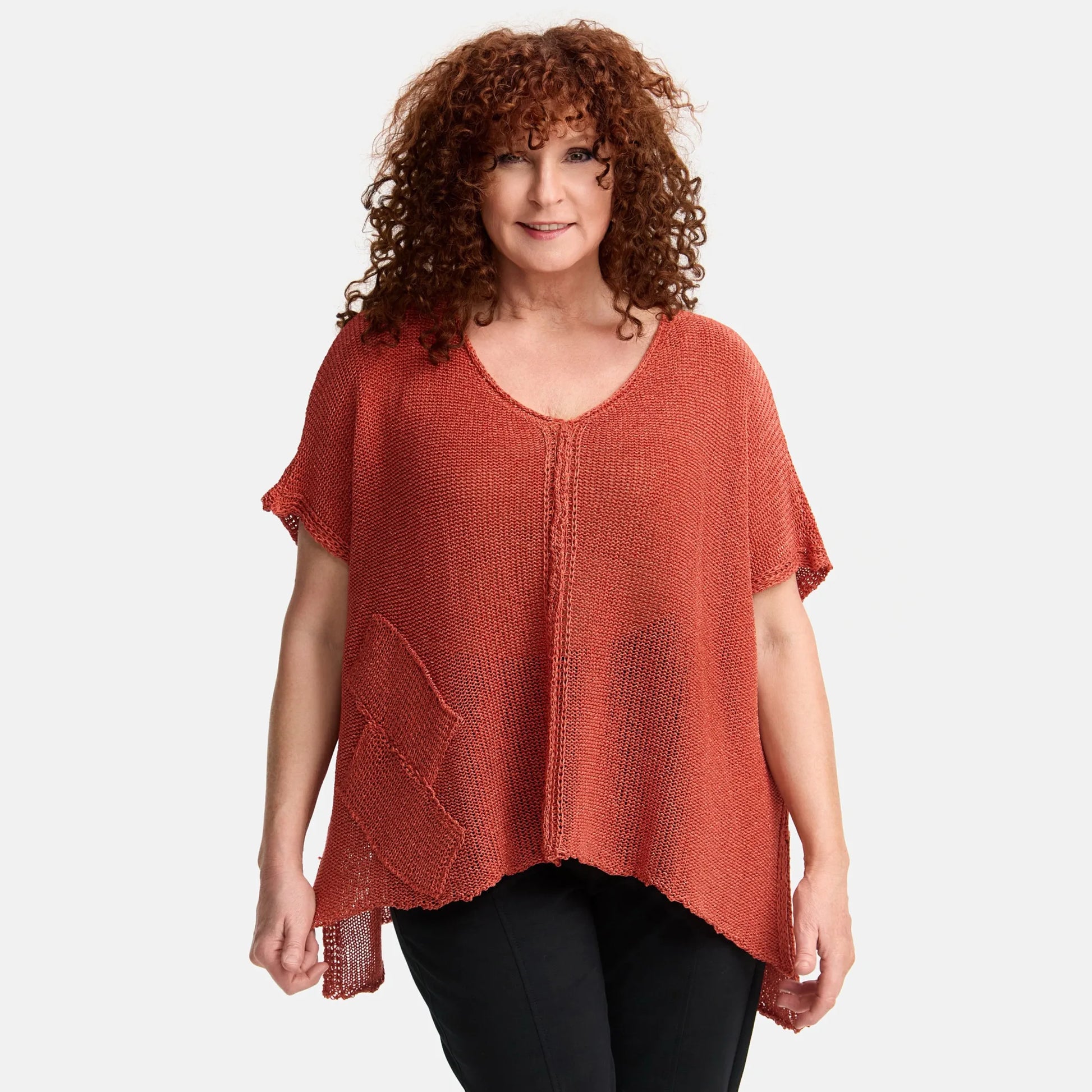 Amandine Pullover in kastiger Form, aus Baumwolle, A2801, Pink, Schick, Modern, Bequem