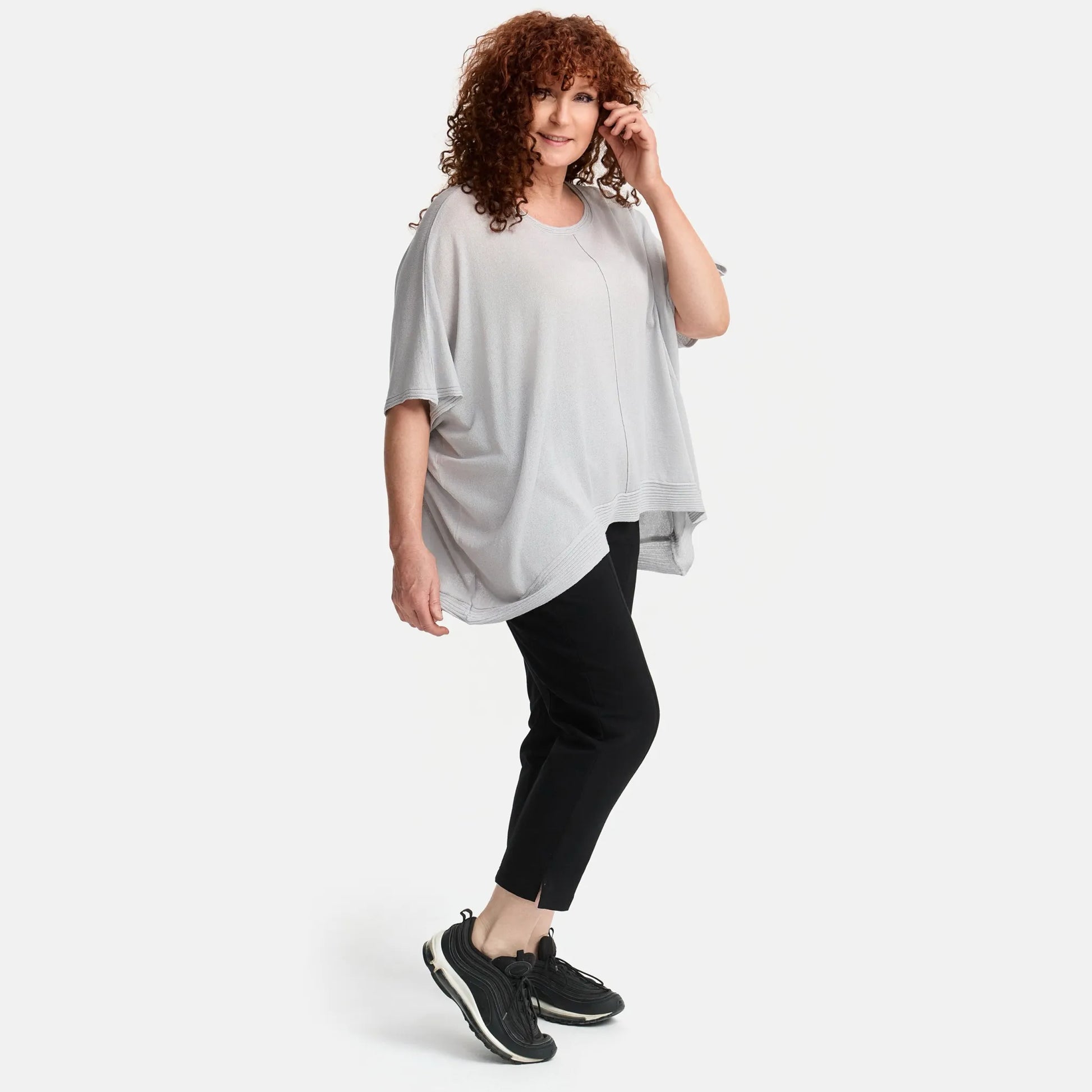 Amandine Pullover in kastiger Form, aus Viskose, A2803, Hellgrau, Schick, Modern, Bequem