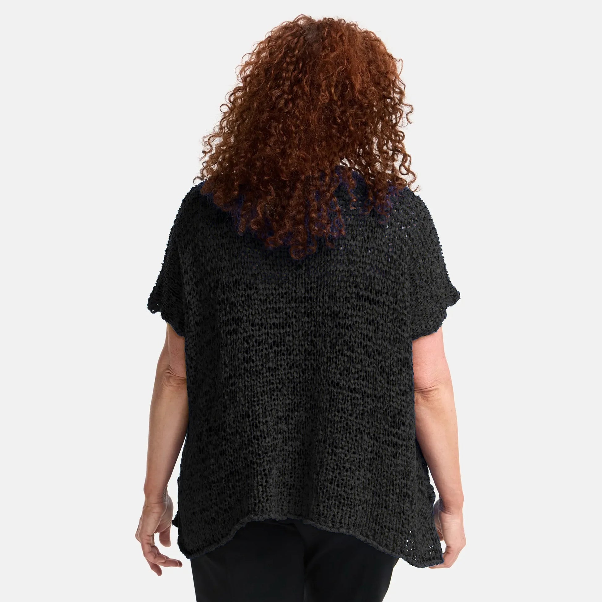 Amandine Pullover in kastiger Form, aus Baumwolle, A2808, Schwarz, Schick, Modern, Bequem