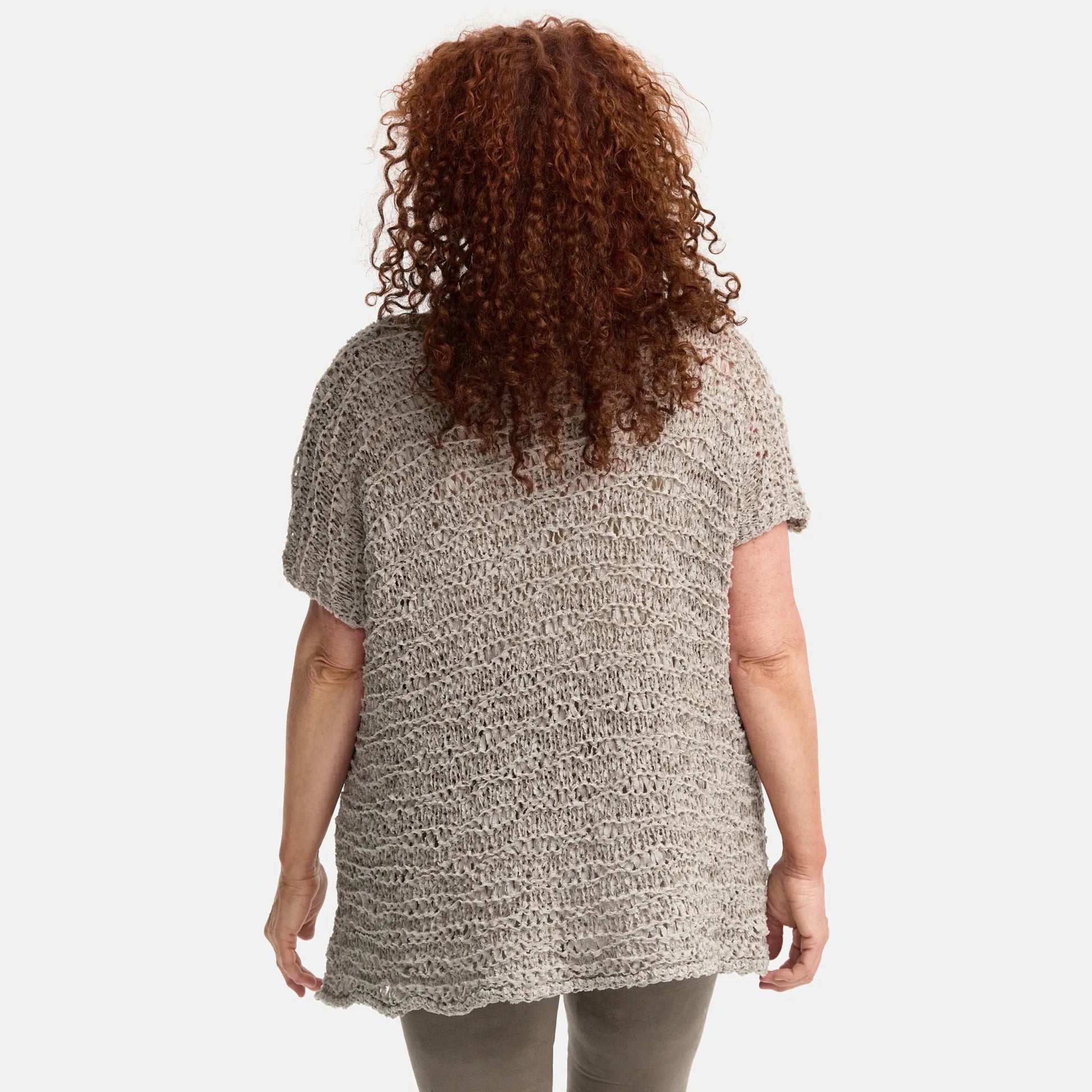 Amandine Pullover in kastiger Form, aus Baumwolle, A2810, Sand, Schick, Modern, Bequem