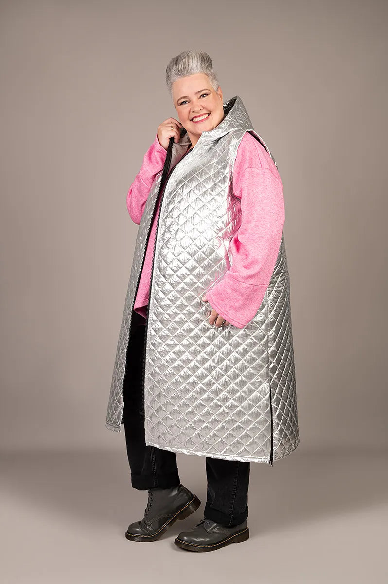 AKH Fashion Weste in gerader Form, aus Polyester, 1437.06879, Silber, Schick, Modern