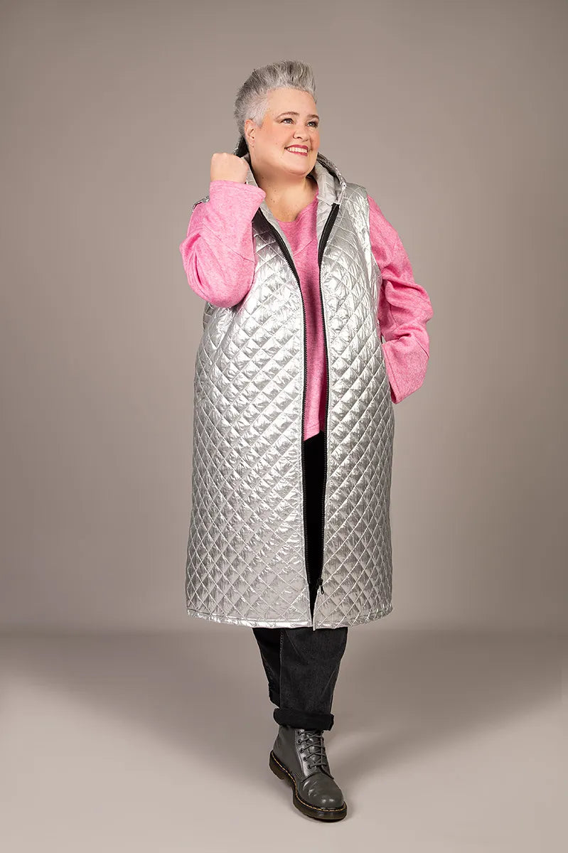 AKH Fashion Weste in gerader Form, aus Polyester, 1437.06879, Silber, Schick, Modern