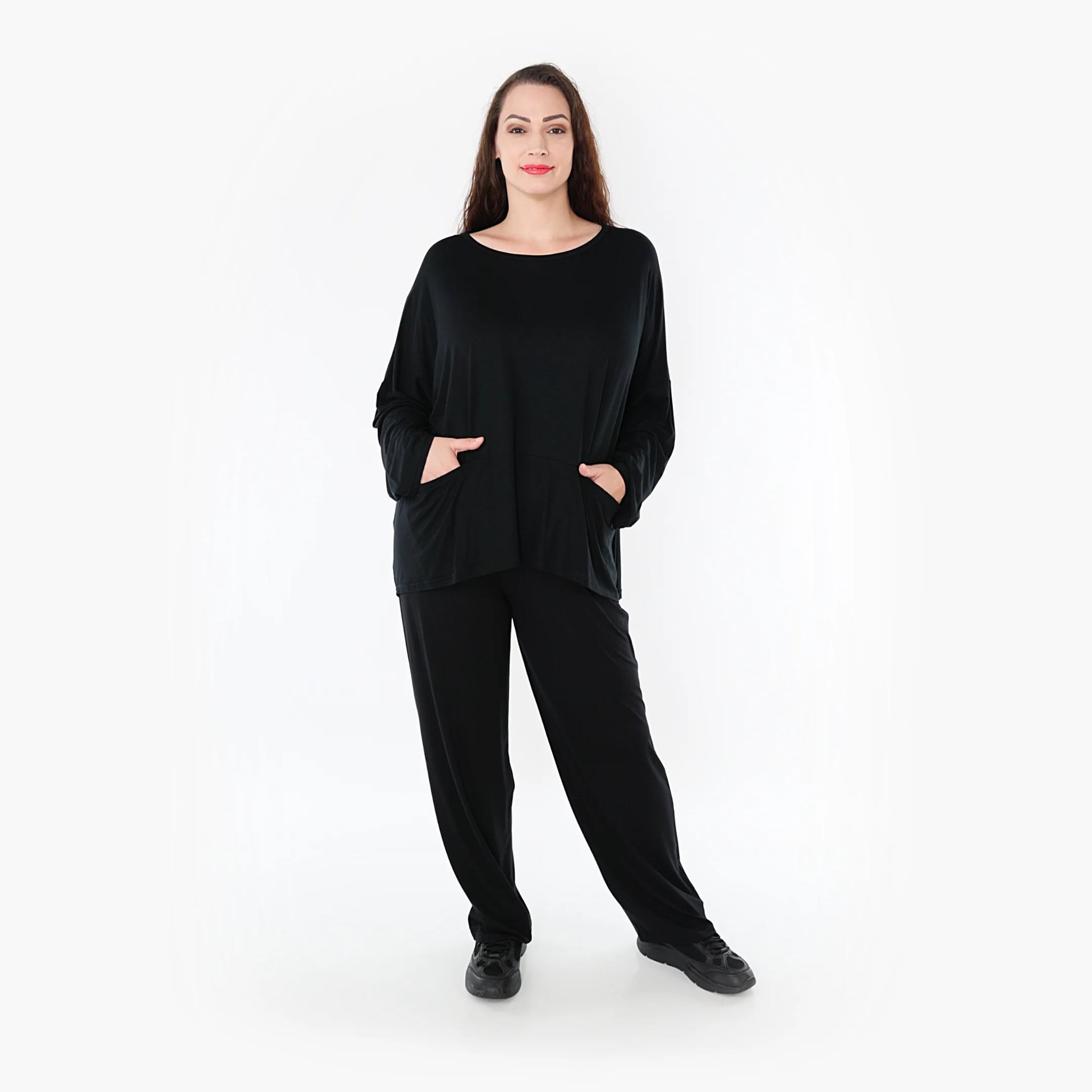 AKH Fashion Bigshirt in kastiger Form, aus Viskose, 1233.6888L, Schwarz, Schick, Modern