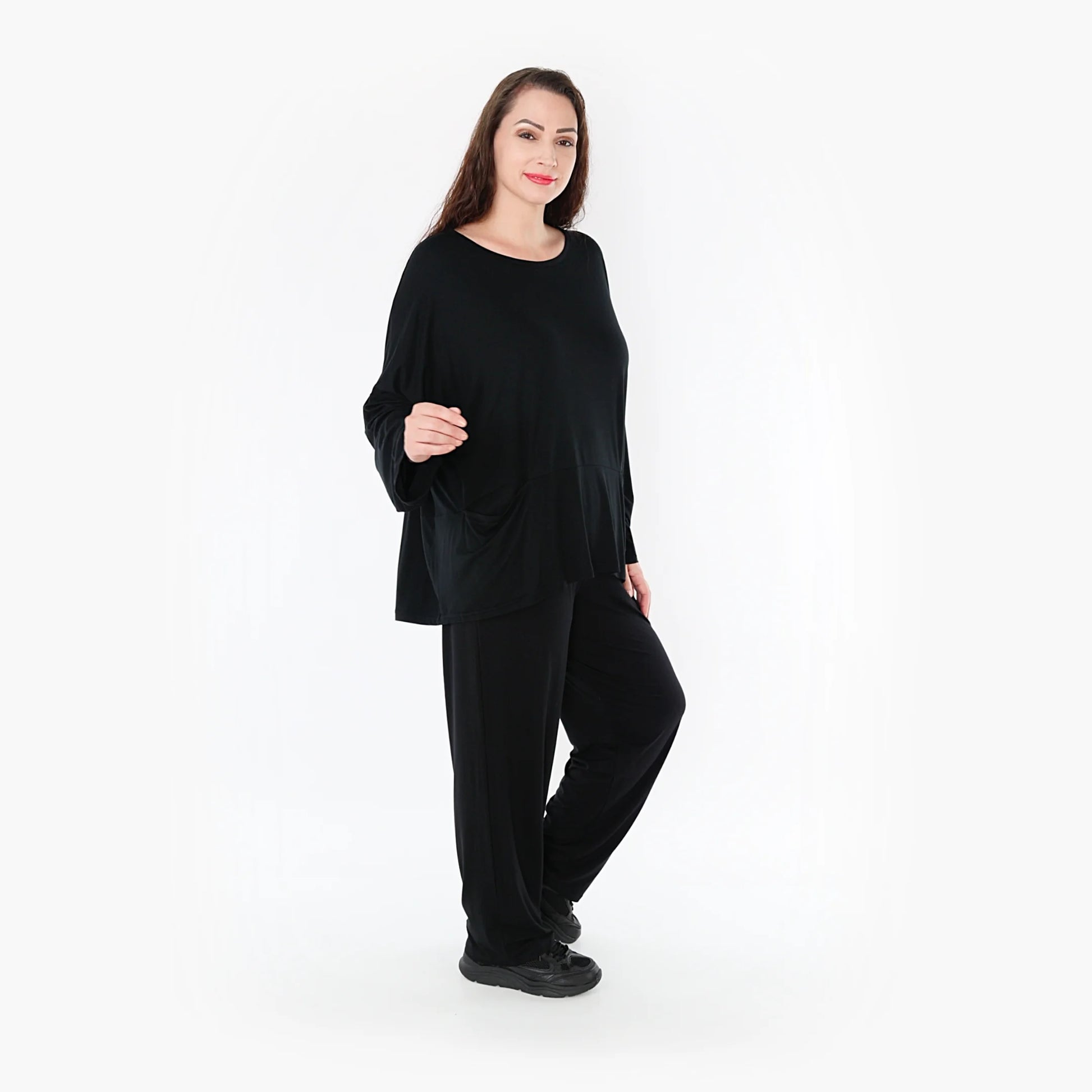 AKH Fashion Bigshirt in kastiger Form, aus Viskose, 1233.6888L, Schwarz, Schick, Modern