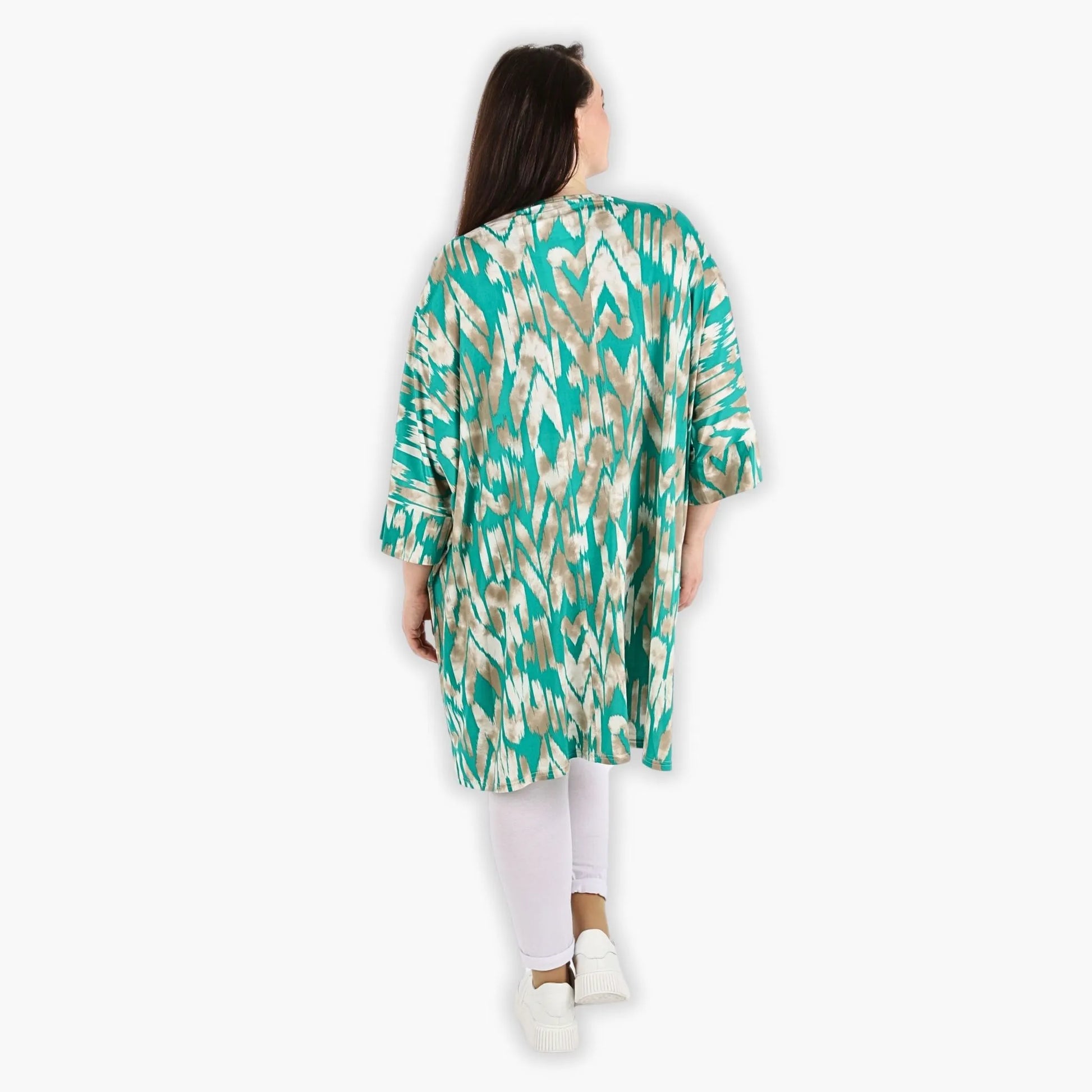 AKH Fashion Bigshirt in gerader Form, aus Viskose, 1296.06925, Mint-Beige, Grafik, Schick