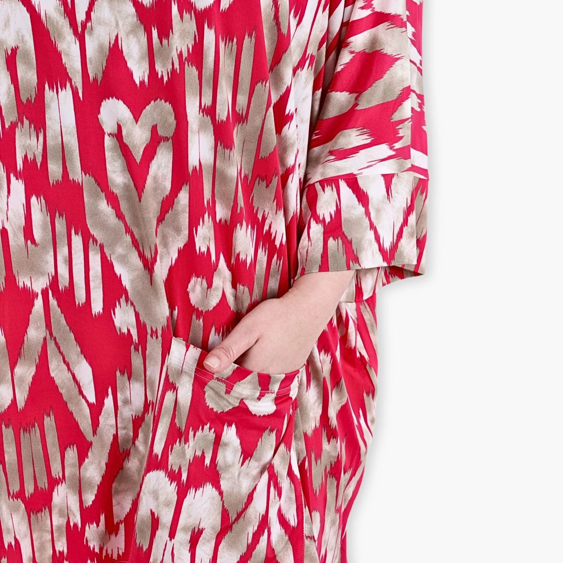 AKH Fashion Bigshirt in gerader Form, aus Viskose, 1296.06925, Fuchsia-Beige, Grafik, Schick