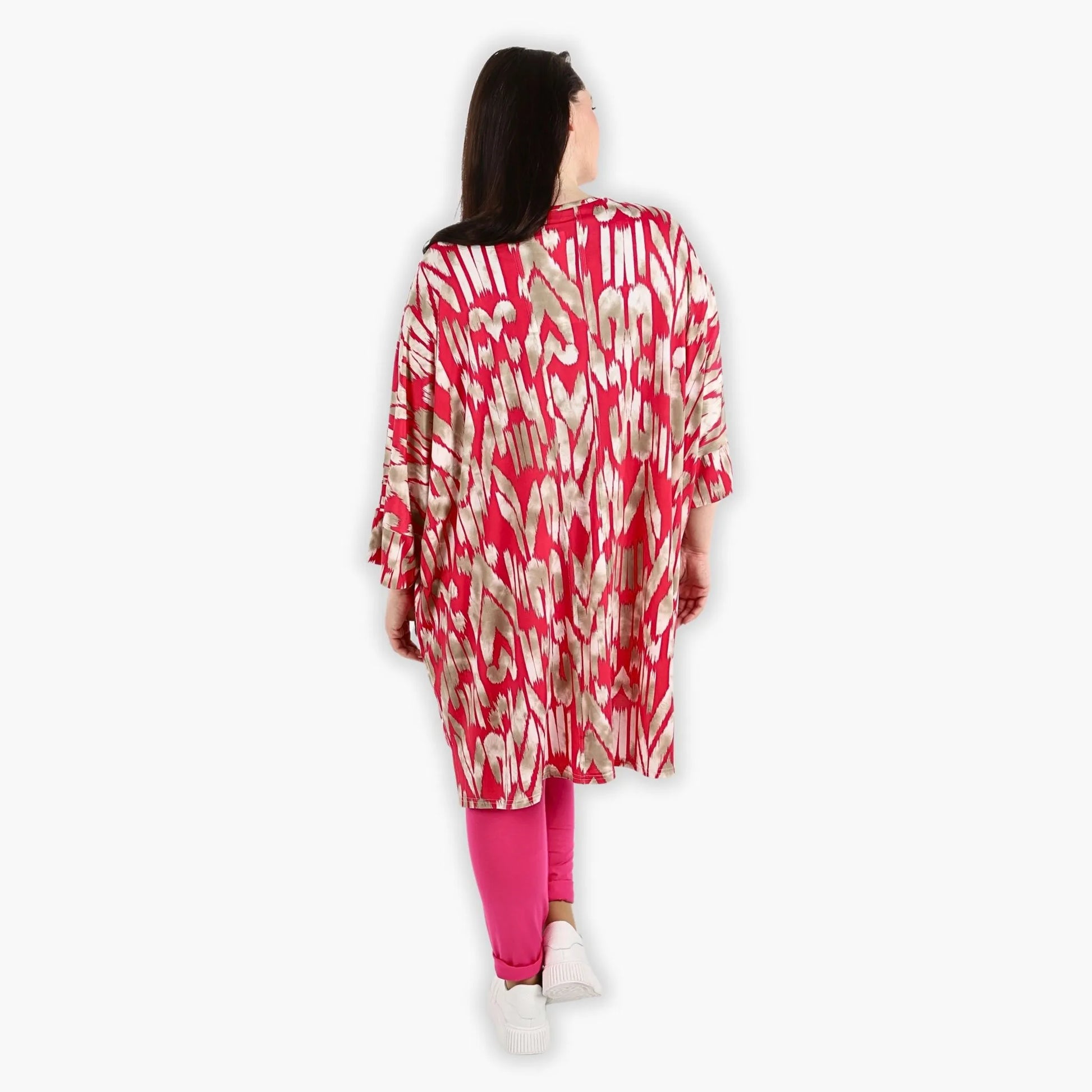 AKH Fashion Bigshirt in gerader Form, aus Viskose, 1296.06925, Fuchsia-Beige, Grafik, Schick
