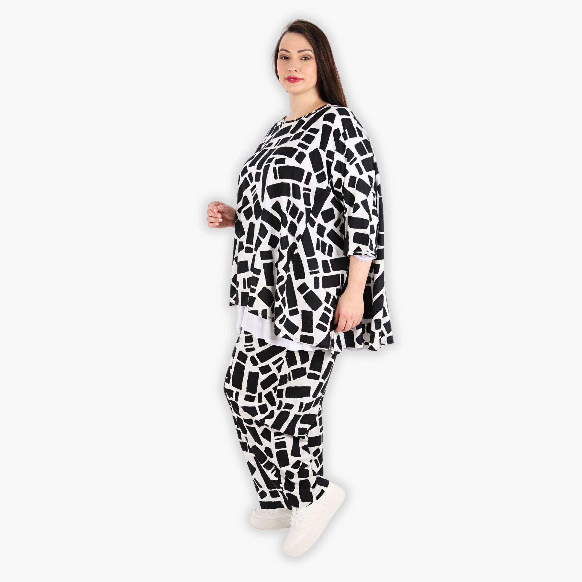 A-Form Bigshirt von AKH Fashion aus Viskose, 1299.00593, Schwarz-Weiß, Schick, Modern, Bequem