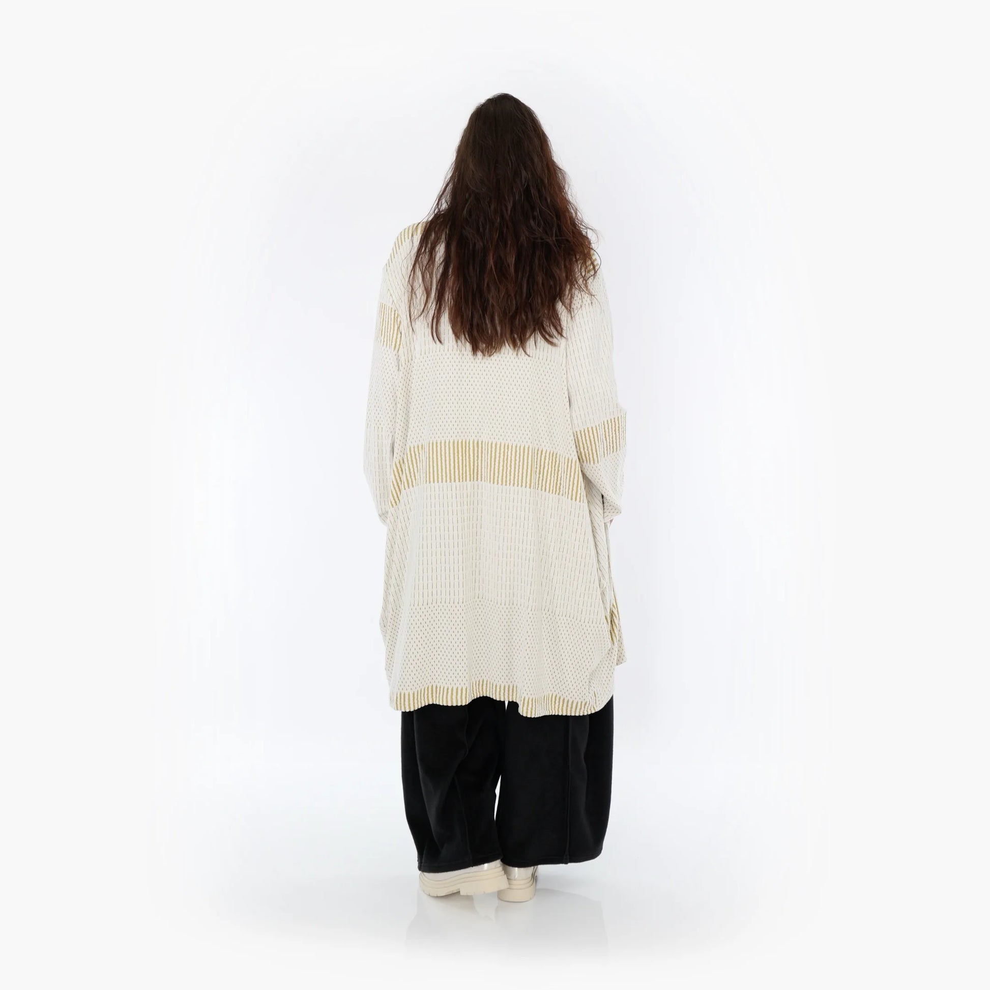 Ballonmantel von AKH Fashion aus Viskose, 1377.02494, Senf-Ecru, Gerippt, Schick, Modern