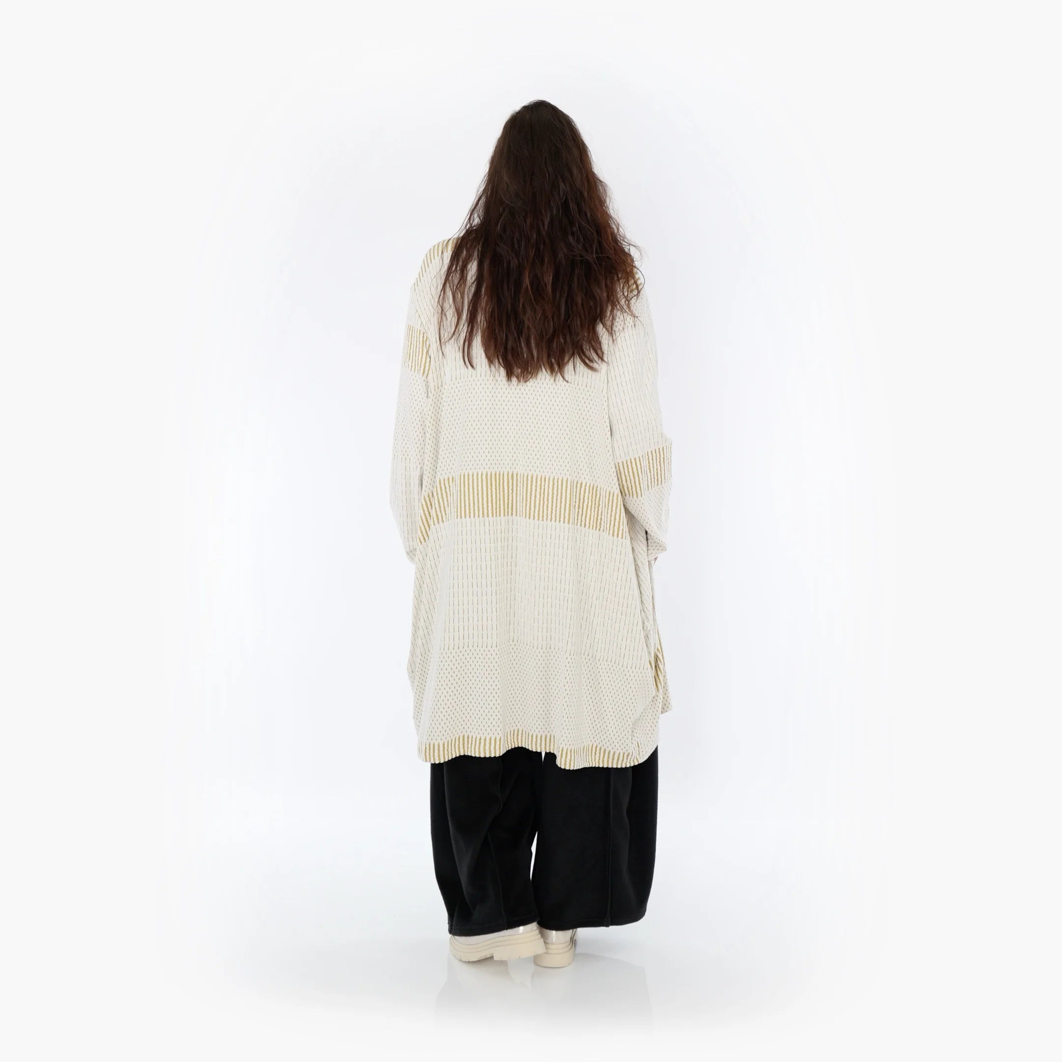 Ballonmantel von AKH Fashion aus Viskose, 1377.02494, Senf-Ecru, Gerippt, Schick, Modern