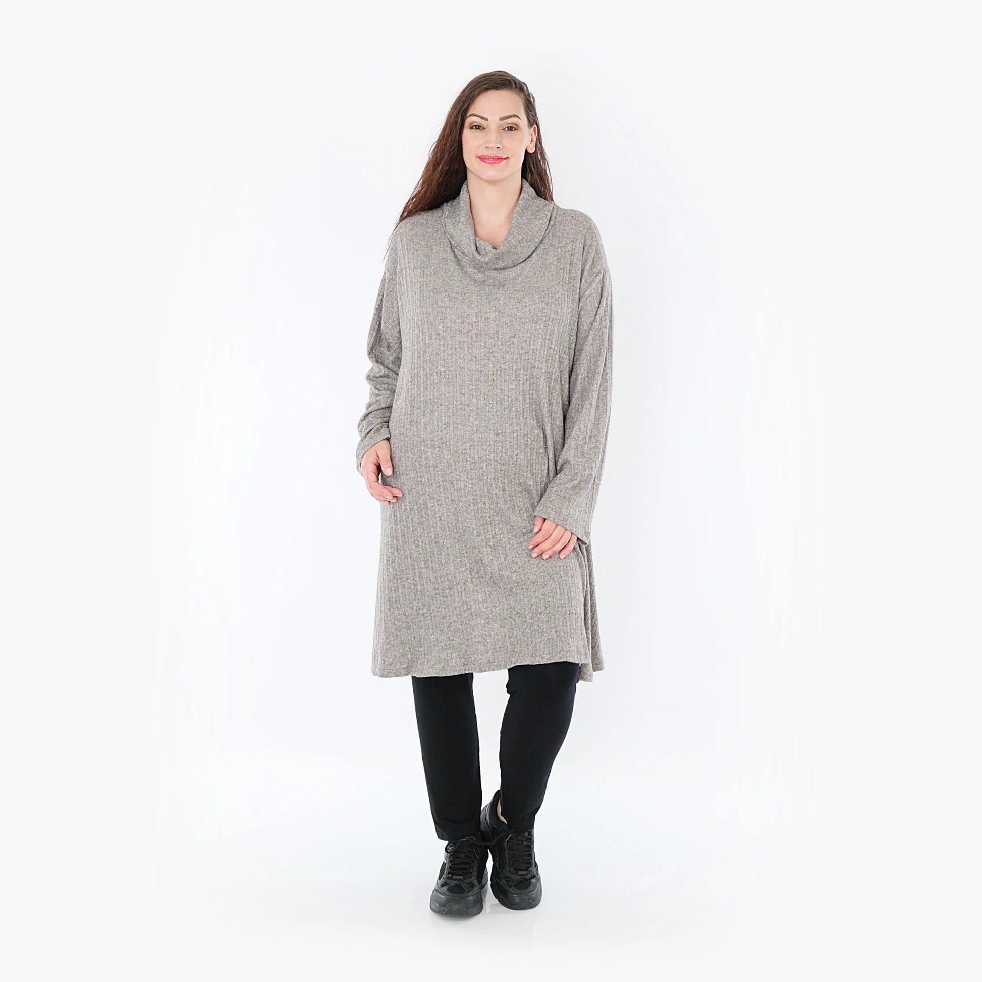 A-Form Bigshirt von AKH Fashion aus Polyurethan, 1384.02666, Grau, Gerippt, Schick, Modern