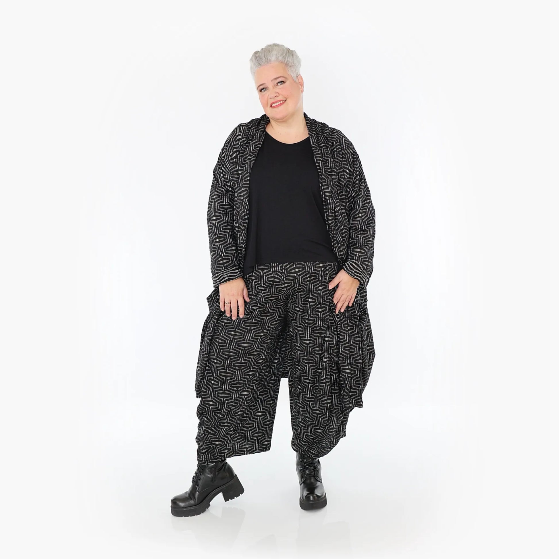 Ballonhose von AKH Fashion aus Viskose, 1403.08069, Schwarz-Weiß, Schick, Modern, Bequem