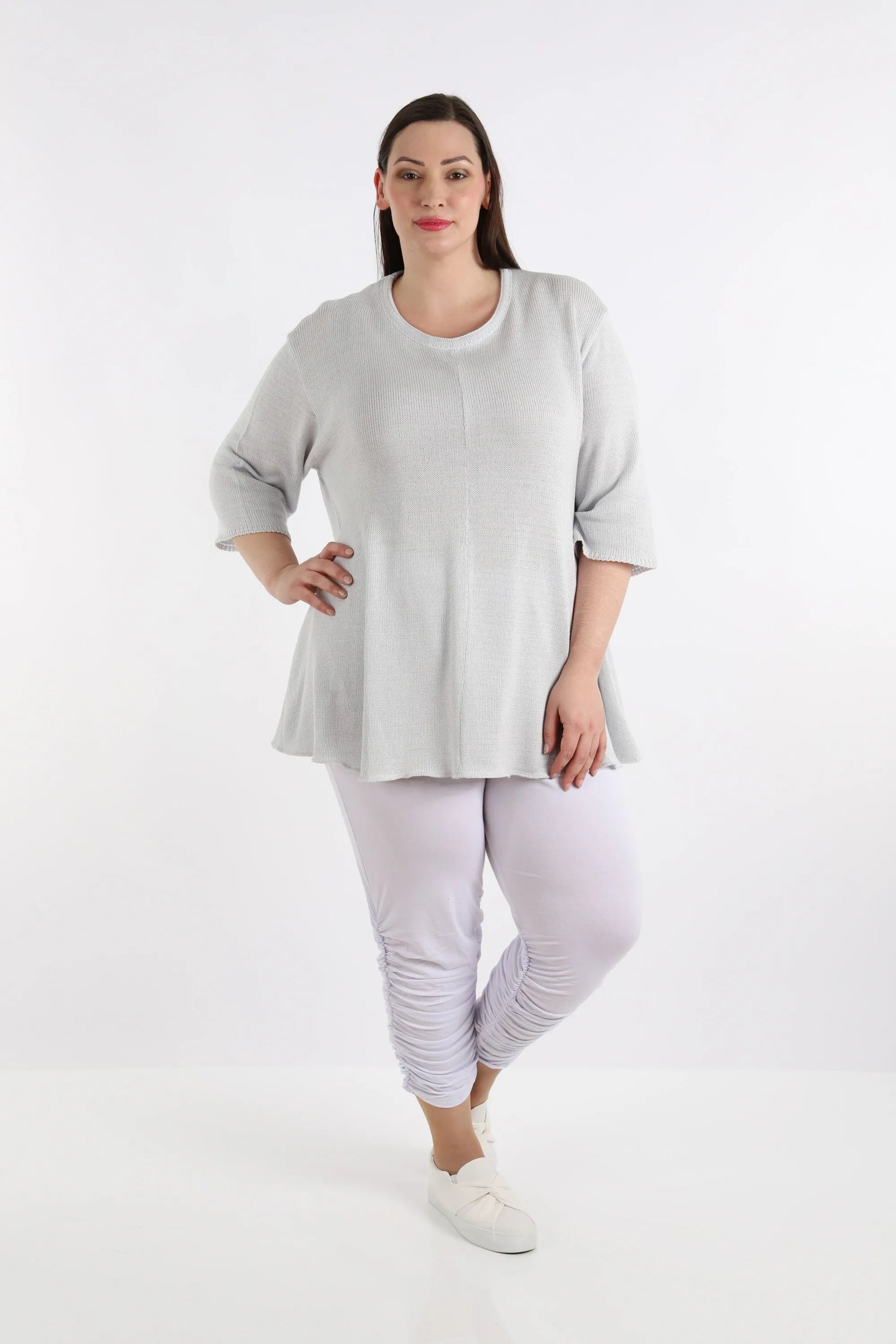 AKH Fashion Shirt in Glocken-Form, aus Baumwolle, 1110.01892, Grau, Schick, Modern, Bequem