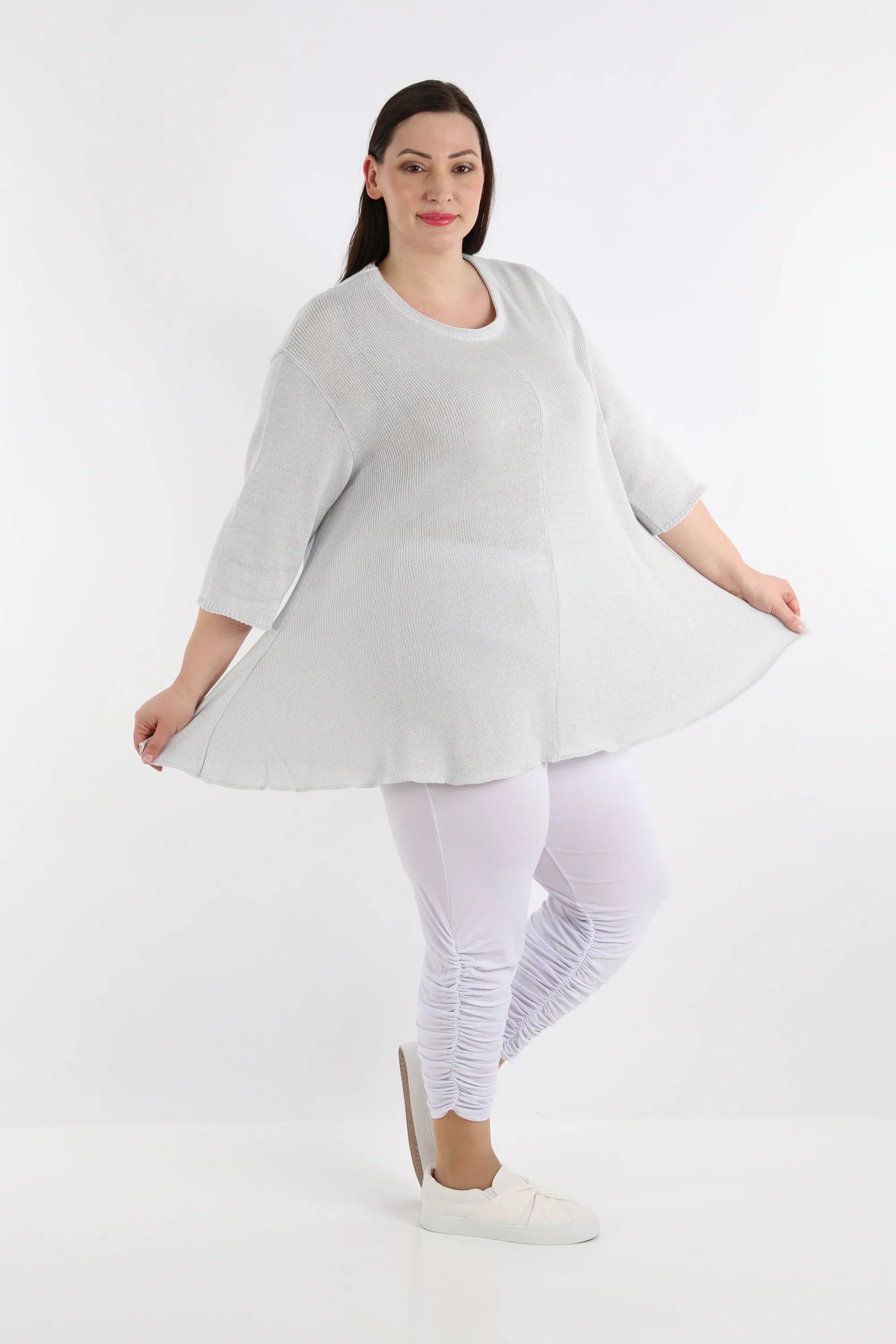 AKH Fashion Shirt in Glocken-Form, aus Baumwolle, 1110.01892, Grau, Schick, Modern, Bequem