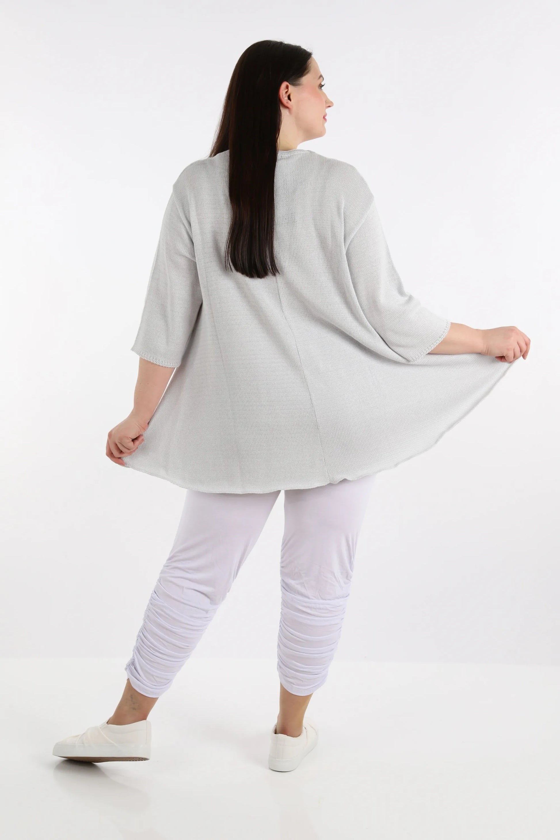 AKH Fashion Shirt in Glocken-Form, aus Baumwolle, 1110.01892, Grau, Schick, Modern, Bequem
