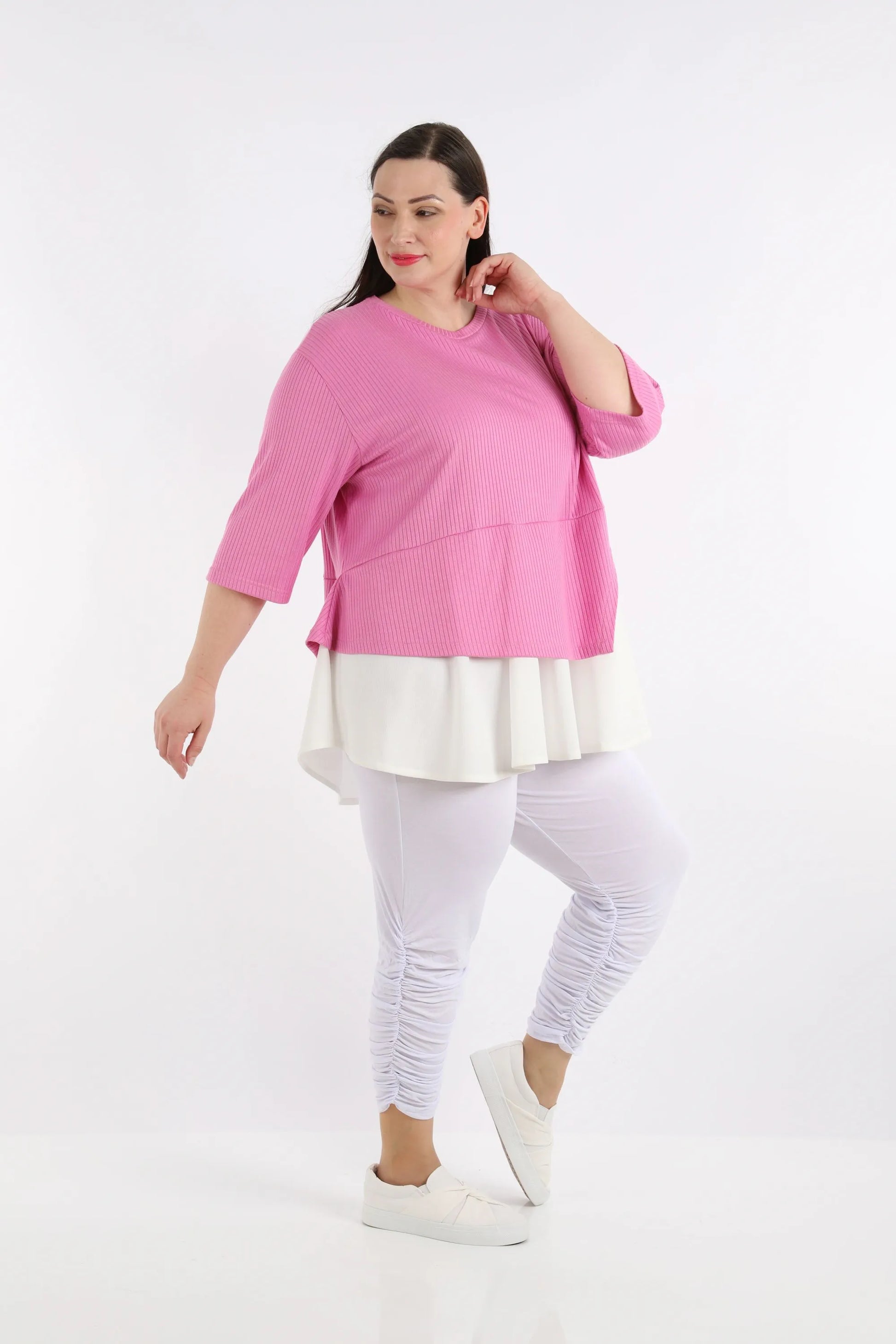 A-Form Shirt von AKH Fashion aus Viskose, 1268.02411, Rose-Weiß, Streifen, Schick, Modern