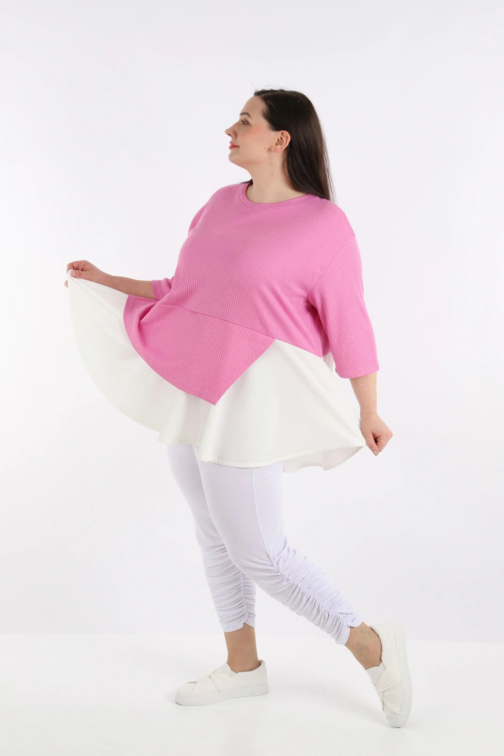 A-Form Shirt von AKH Fashion aus Viskose, 1268.02411, Rose-Weiß, Streifen, Schick, Modern