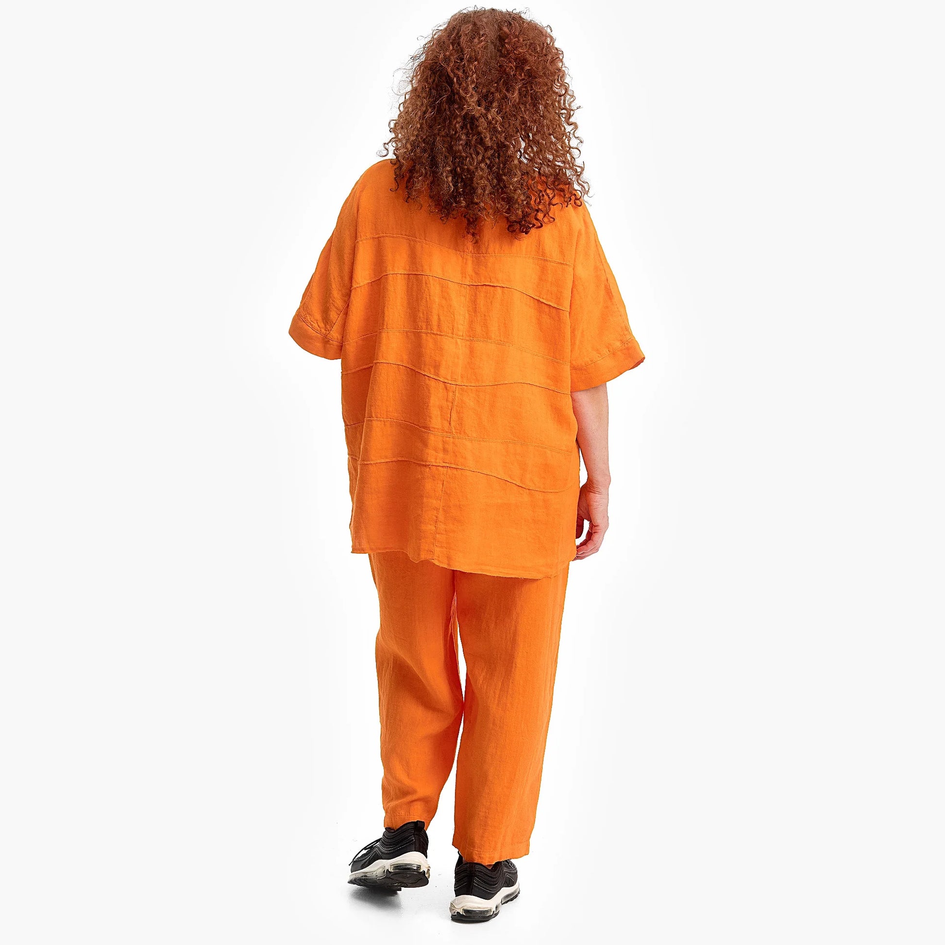Do Your Best Bigshirt in kastiger Form, aus Leinen, D659, Orange, Schick, Modern, Bequem