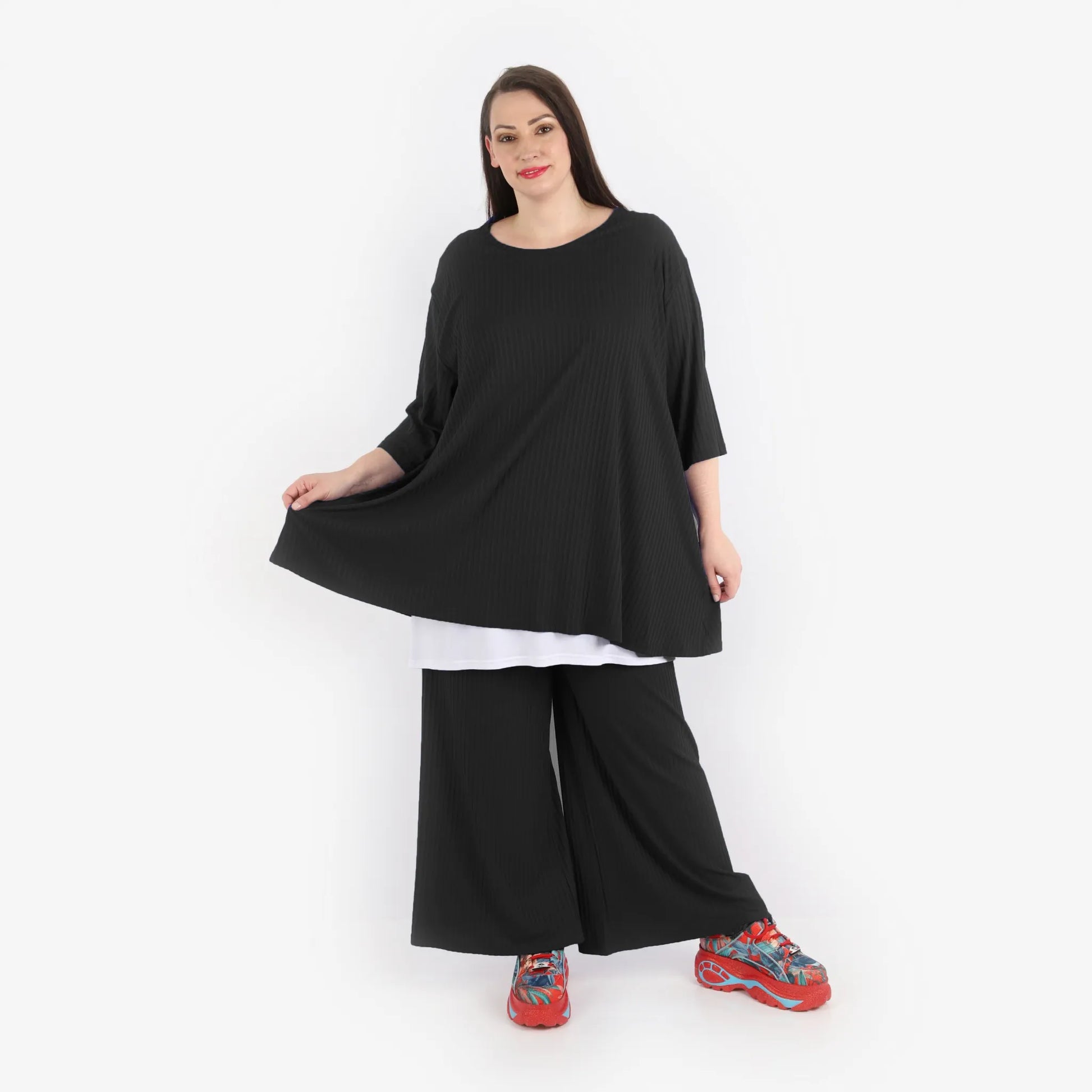 Papita Bigshirt in Glocken-Form, aus Viskose, 6936, Midnight Black, Schick, Modern, Bequem