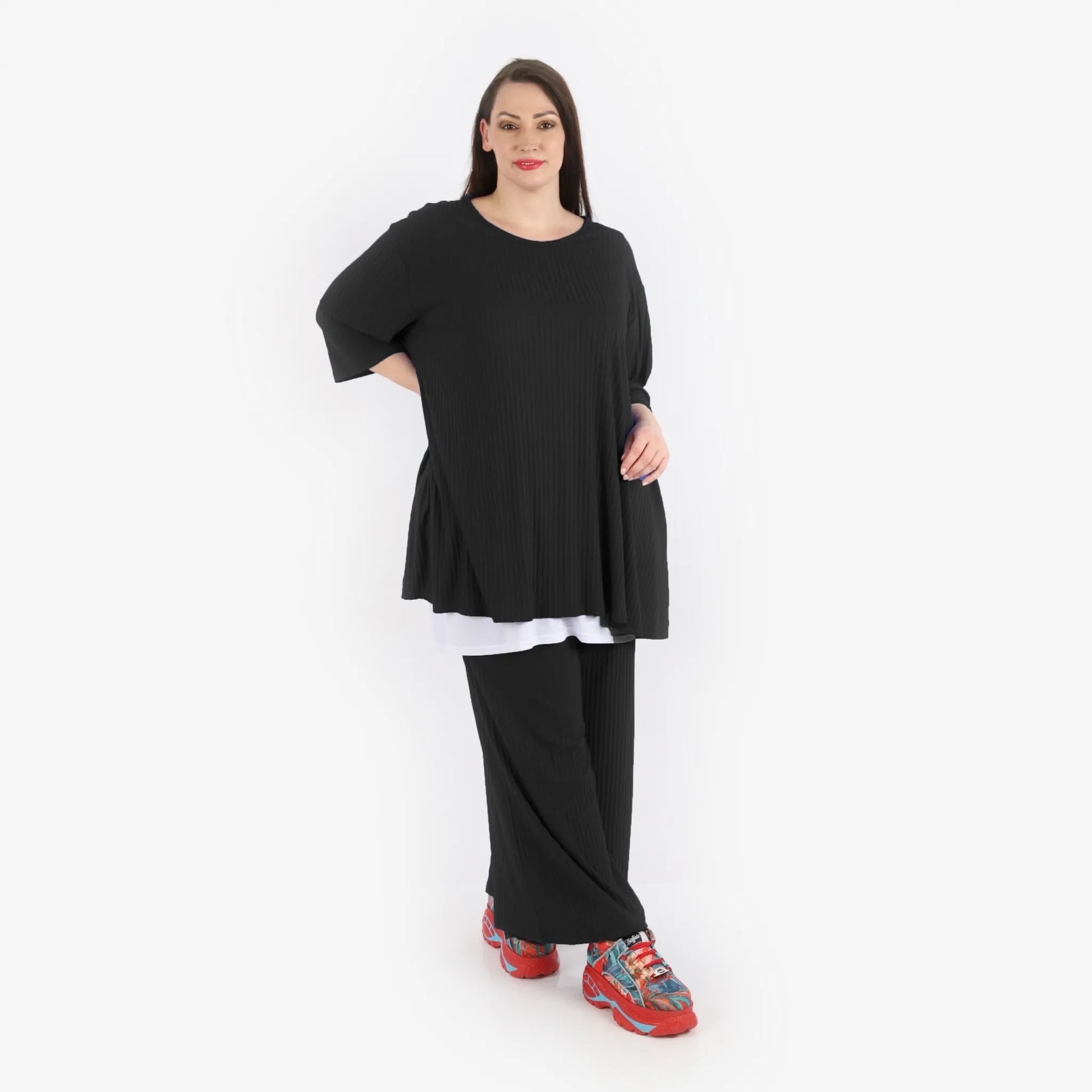 Papita Bigshirt in Glocken-Form, aus Viskose, 6936, Midnight Black, Schick, Modern, Bequem