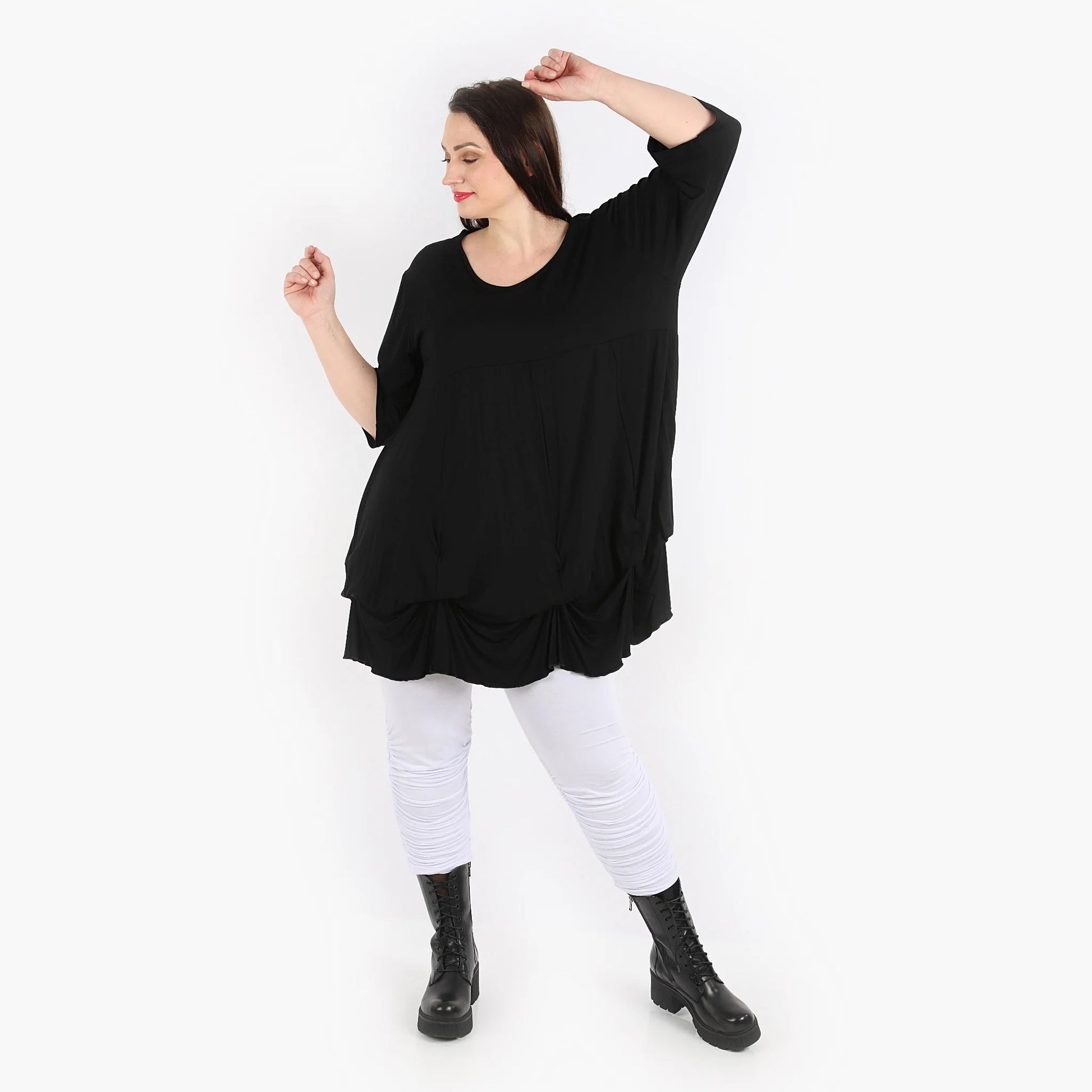 Ballonshirt von AKH Fashion aus Viskose, 1312.02066, Schwarz, Schick, Modern, Bequem