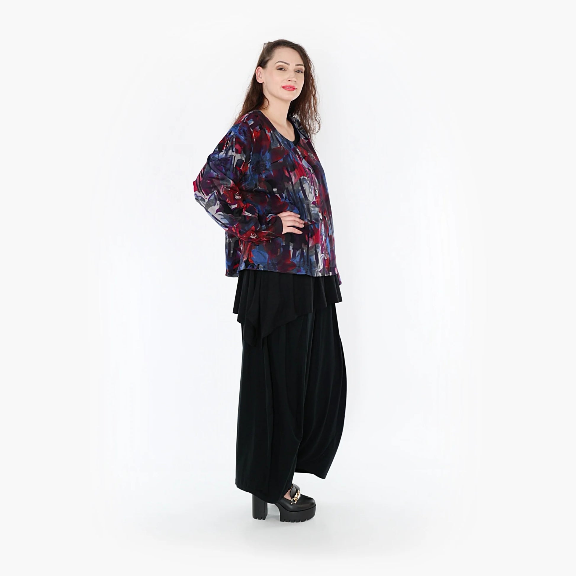 AKH Fashion Jacke in gerader Form, aus Viskose, 1330.02149, Rot-Blau-Grau, Farbmix