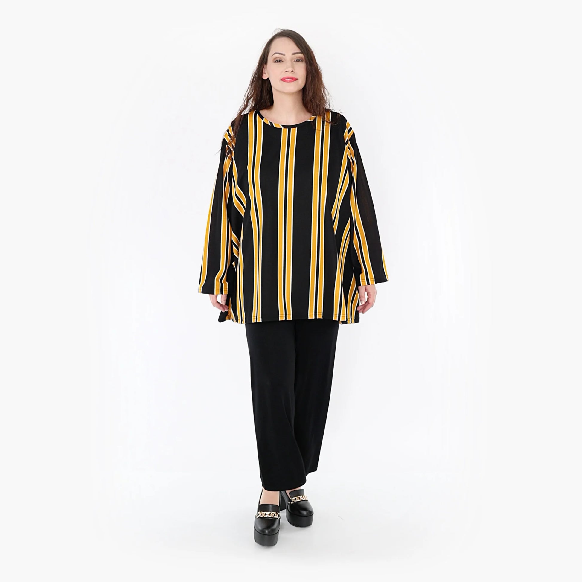 A-Form Bigshirt von AKH Fashion aus Materialmix, 1331.00593, Gelb-Schwarz-Weiß, Schick