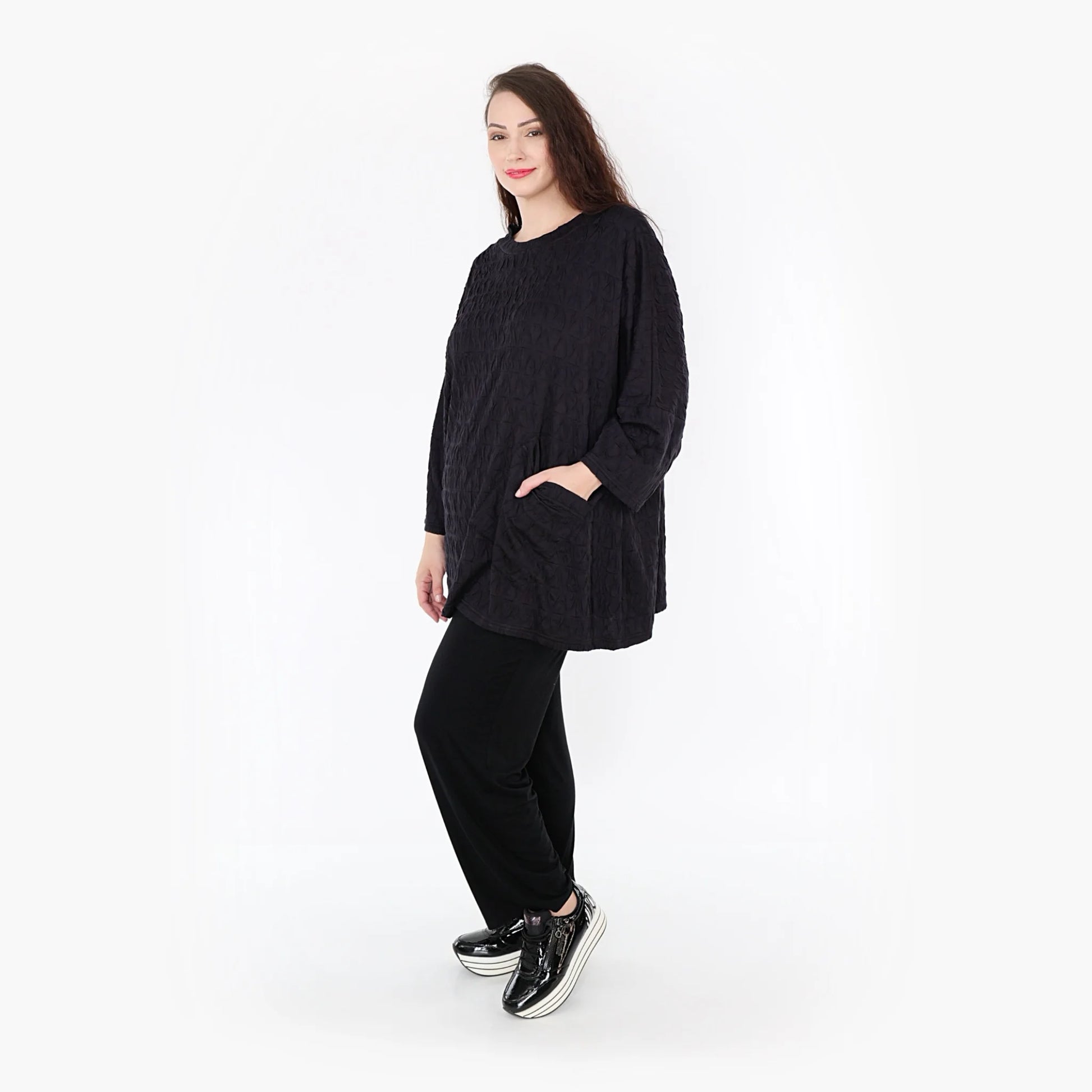 A-Form Bigshirt von AKH Fashion aus Viskose, 1341.06973, Schwarz, Schick, Modern, Bequem