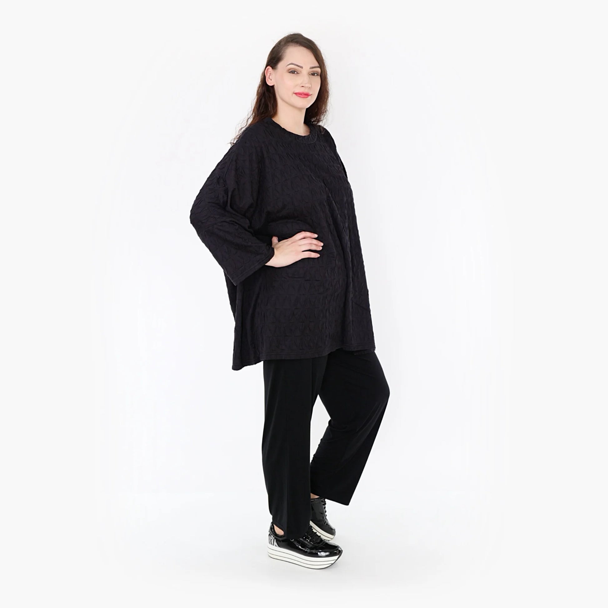 A-Form Bigshirt von AKH Fashion aus Viskose, 1341.06973, Schwarz, Schick, Modern, Bequem