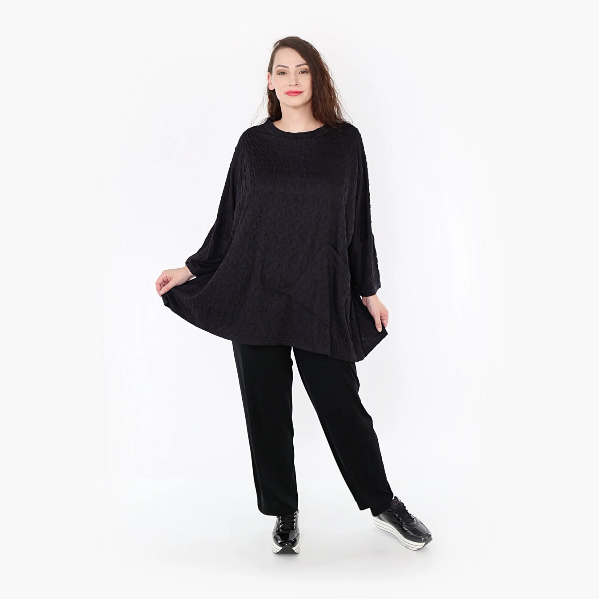 A-Form Bigshirt von AKH Fashion aus Viskose, 1341.06973, Schwarz, Schick, Modern, Bequem