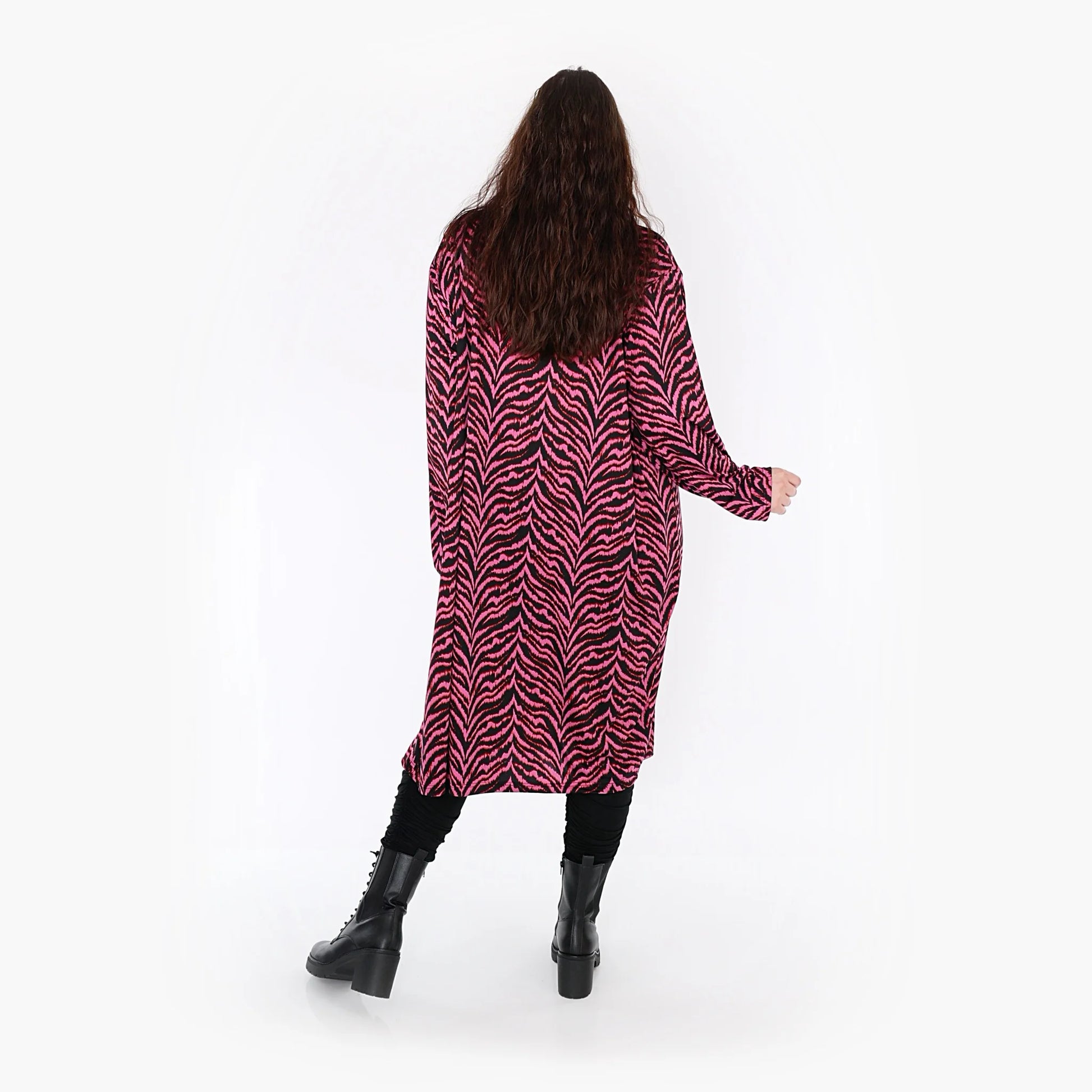 Ballonkleid von AKH Fashion aus Viskose, 1344.06942, Fuchsia-Schwarz, Schick, Modern