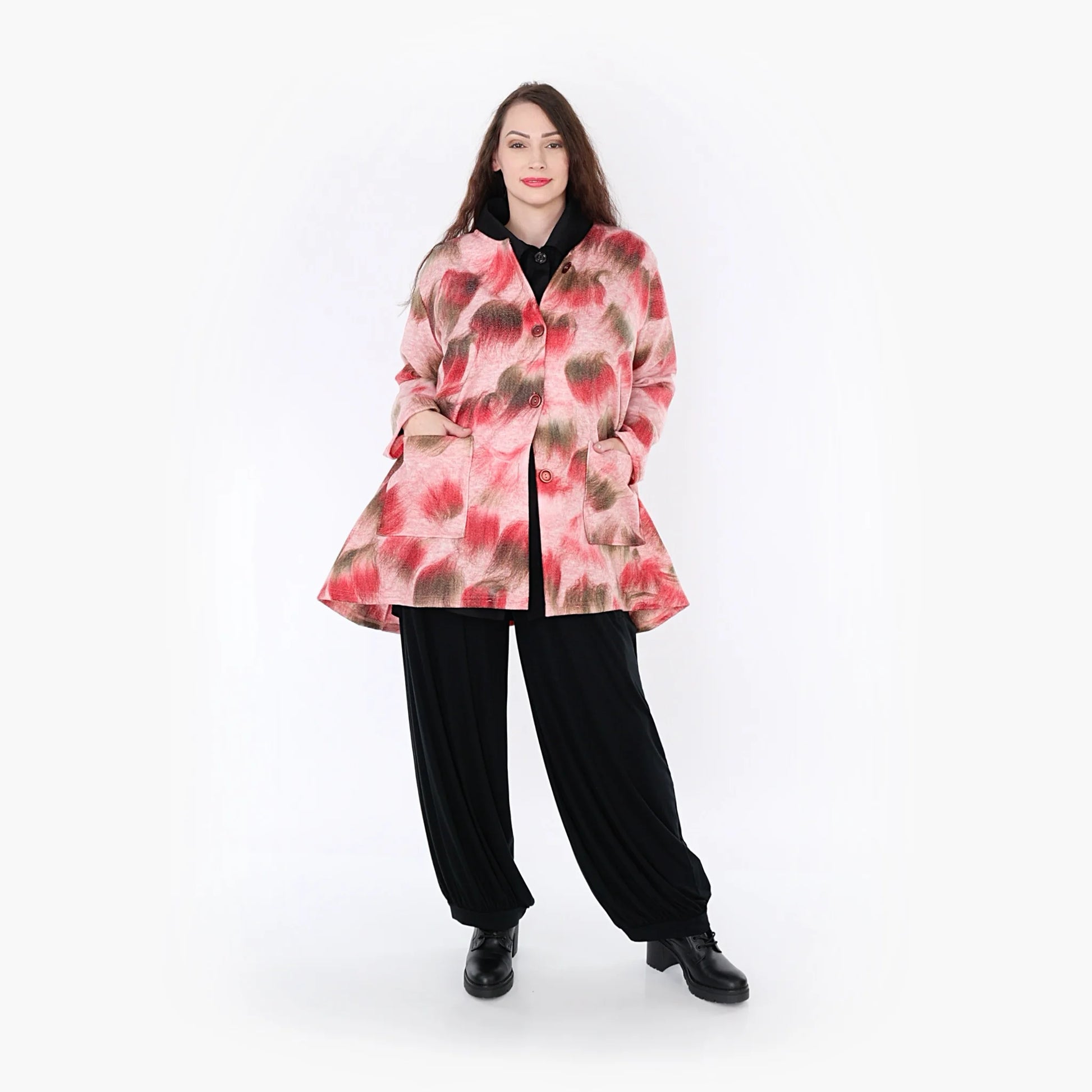 A-Form Jacke von AKH Fashion aus Materialmix, 1351.01382, Pink-Grün, Schick, Modern