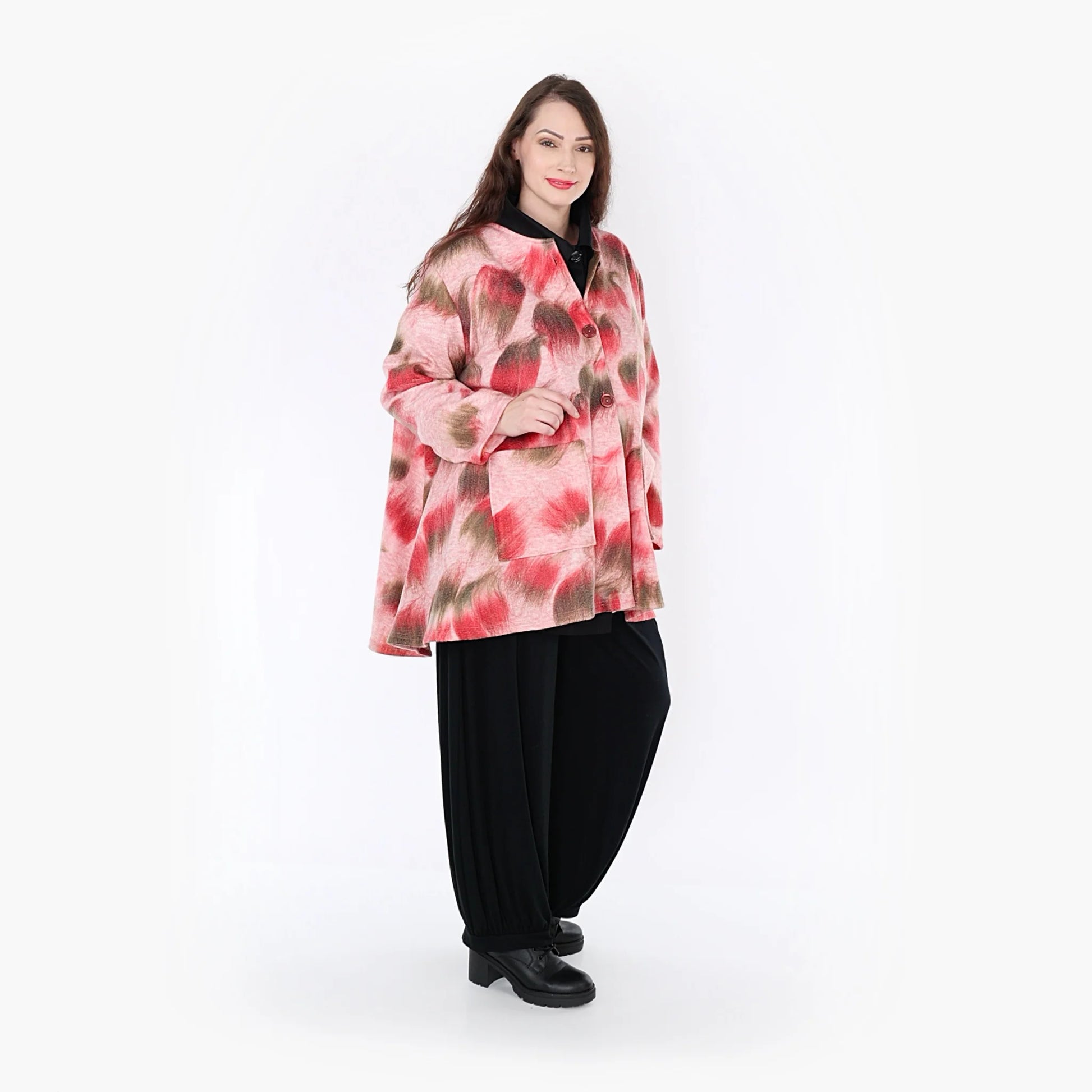 A-Form Jacke von AKH Fashion aus Materialmix, 1351.01382, Pink-Grün, Schick, Modern