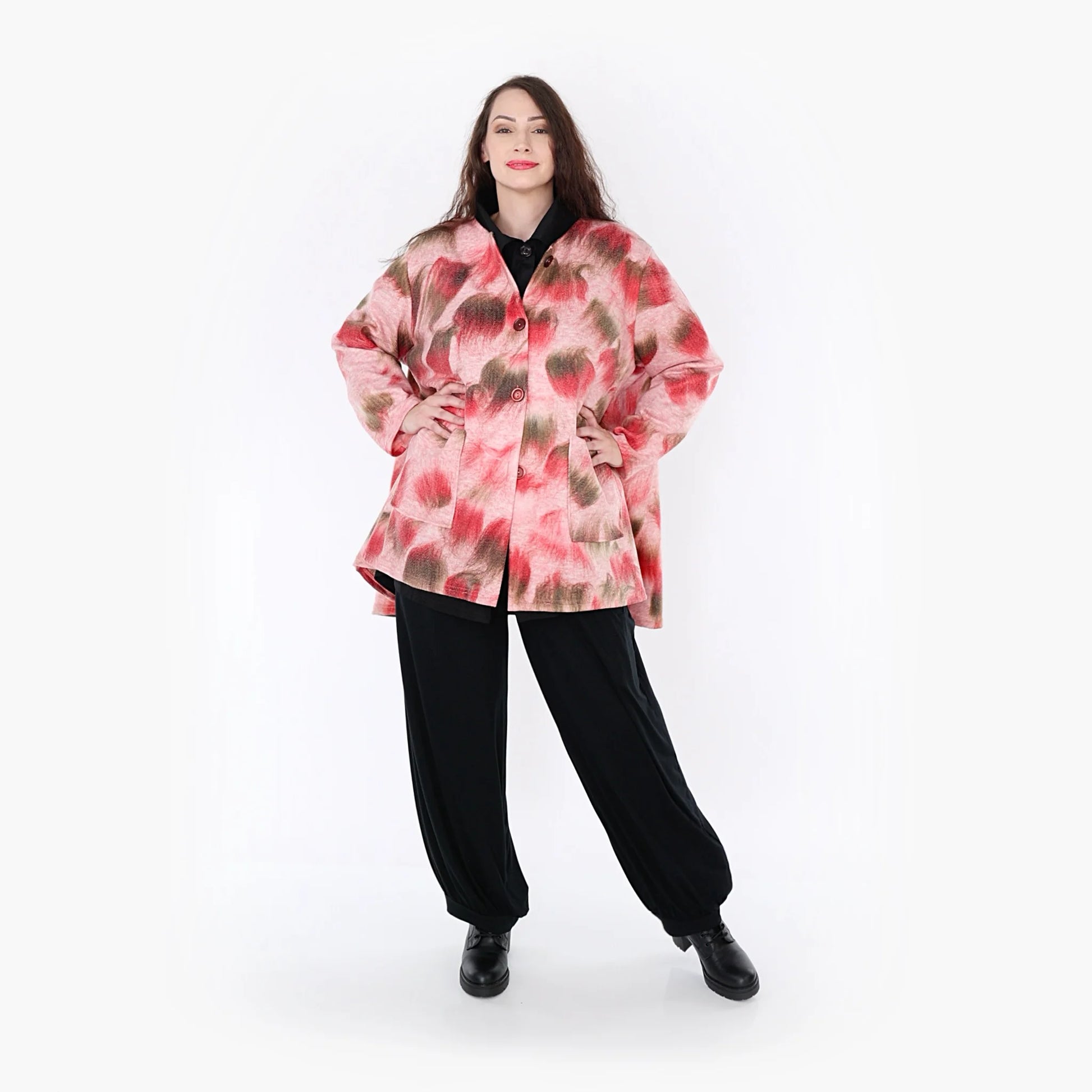 A-Form Jacke von AKH Fashion aus Materialmix, 1351.01382, Pink-Grün, Schick, Modern