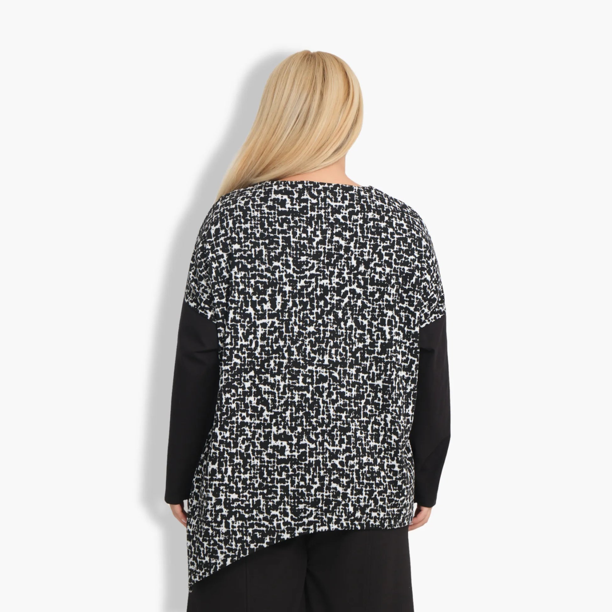 Shirt von Zedd Plus aus Viskose, 24541, Schwarz/Weiß, Abstrakt, Schick, Modern, Bequem