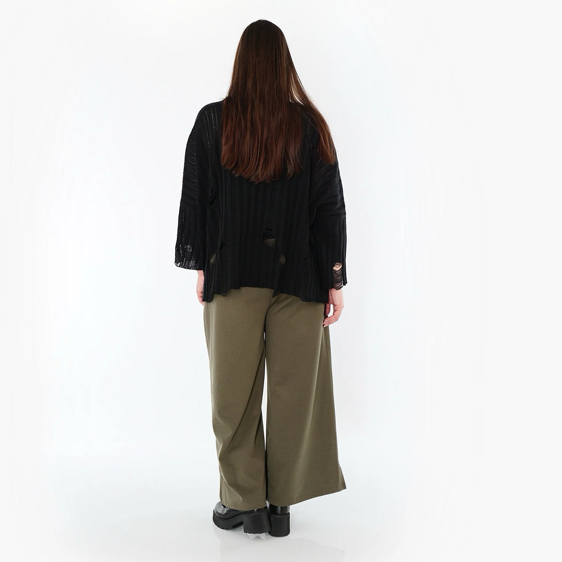  AKH Fashion Hose in gerader Form, aus Materialmix, 1536.00225, Olive, Ausgefallen, Zeitlos