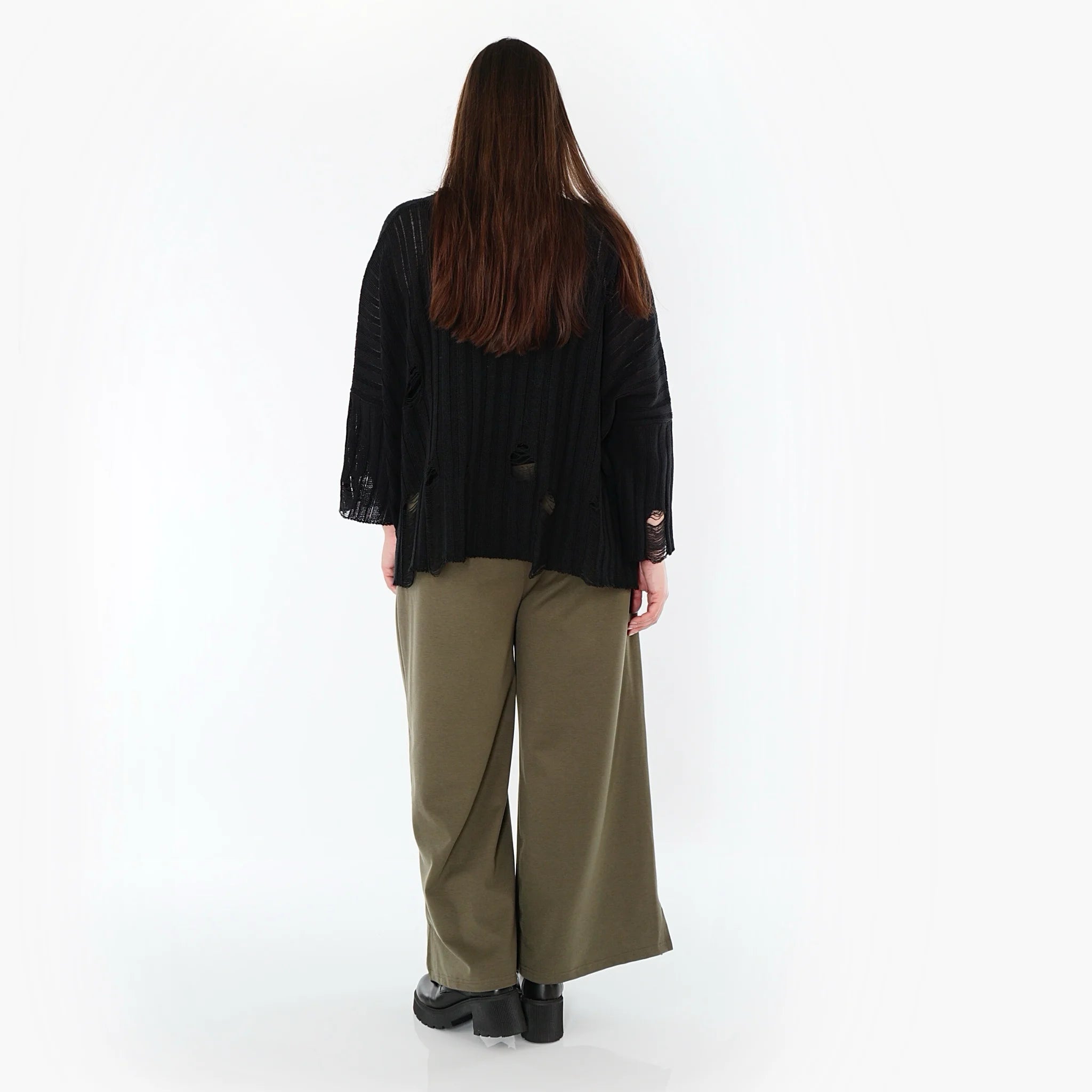  AKH Fashion Hose in gerader Form, aus Materialmix, 1536.00225, Olive, Ausgefallen, Zeitlos