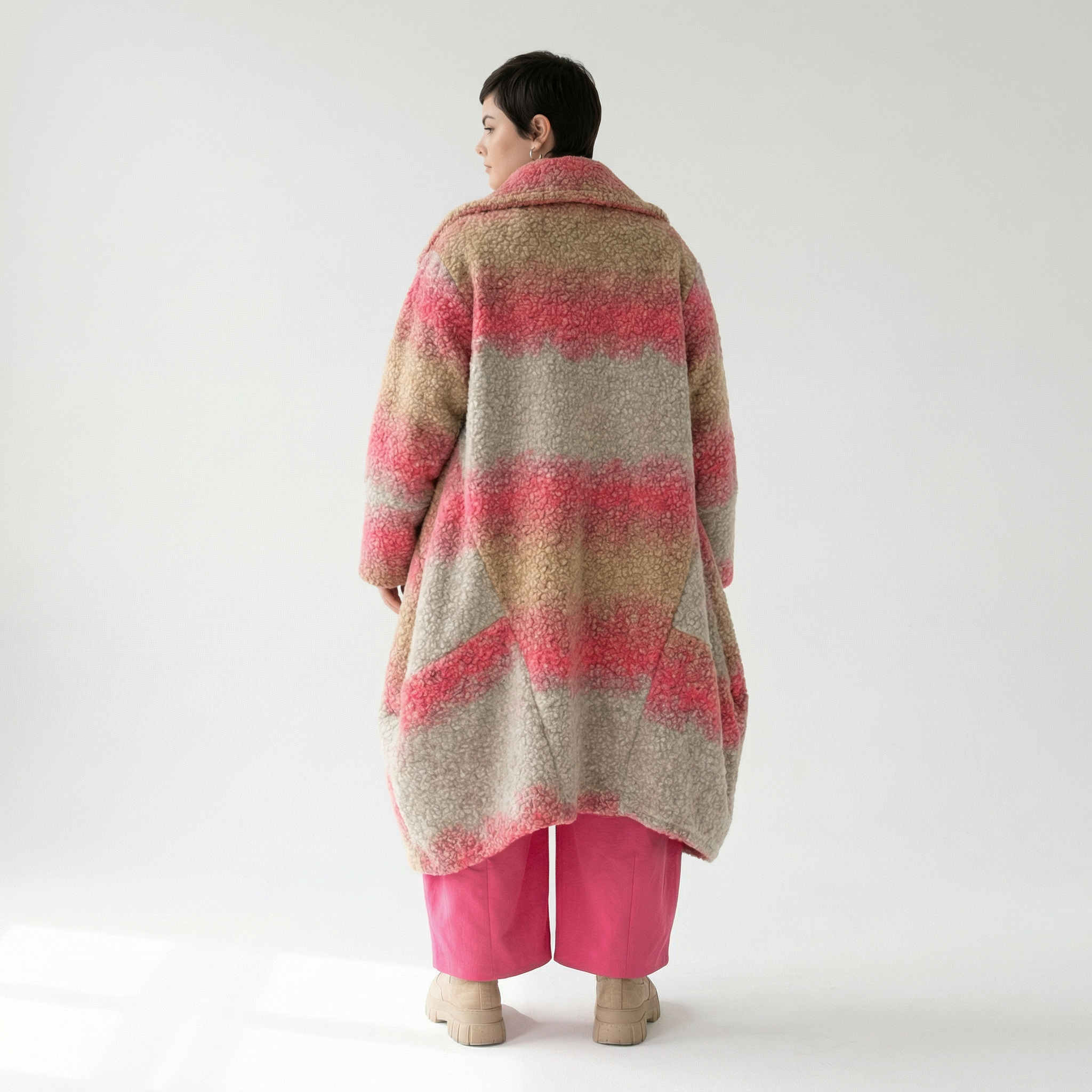  Ballonmantel von AKH Fashion aus Polyester, 1543.03023, Sand/Fuchsia, TwoTone, Schick