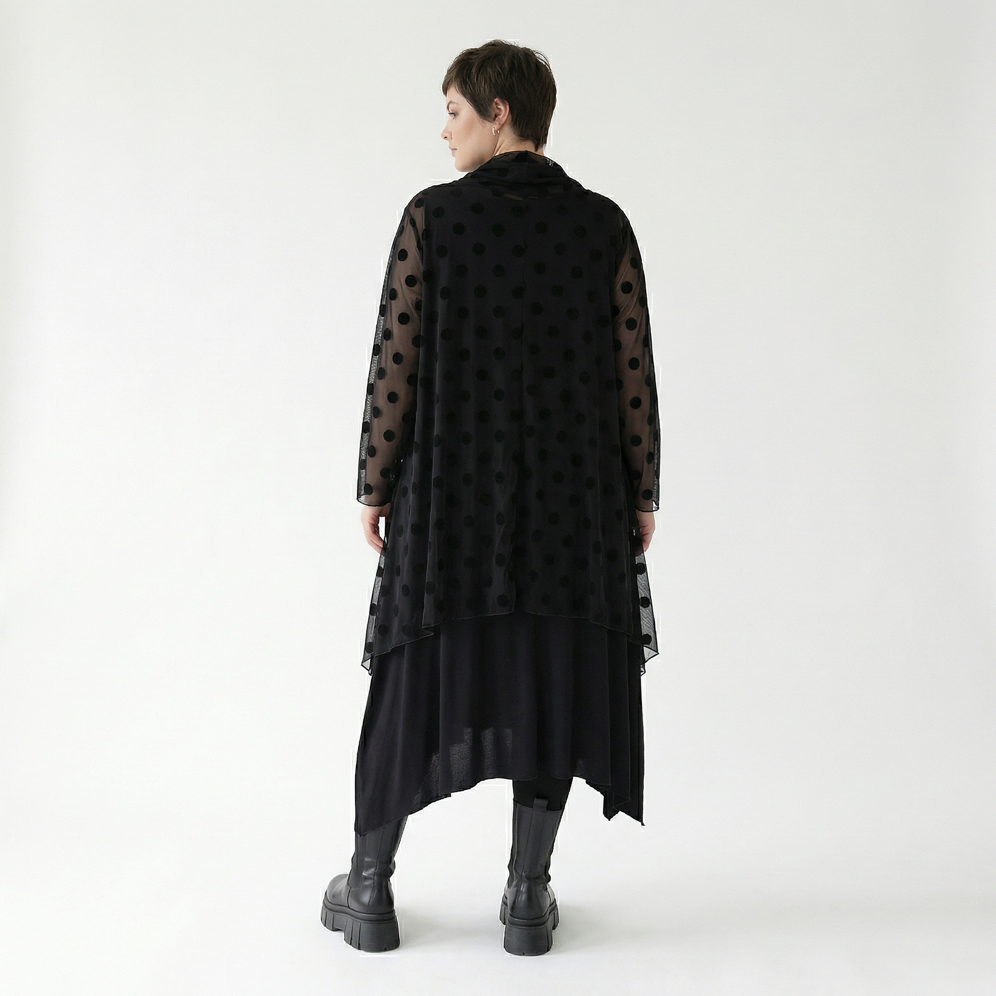  A-Form Bigshirt von AKH Fashion aus Polyester, 1544.03371, Schwarz, Punkte, Ausgefallen