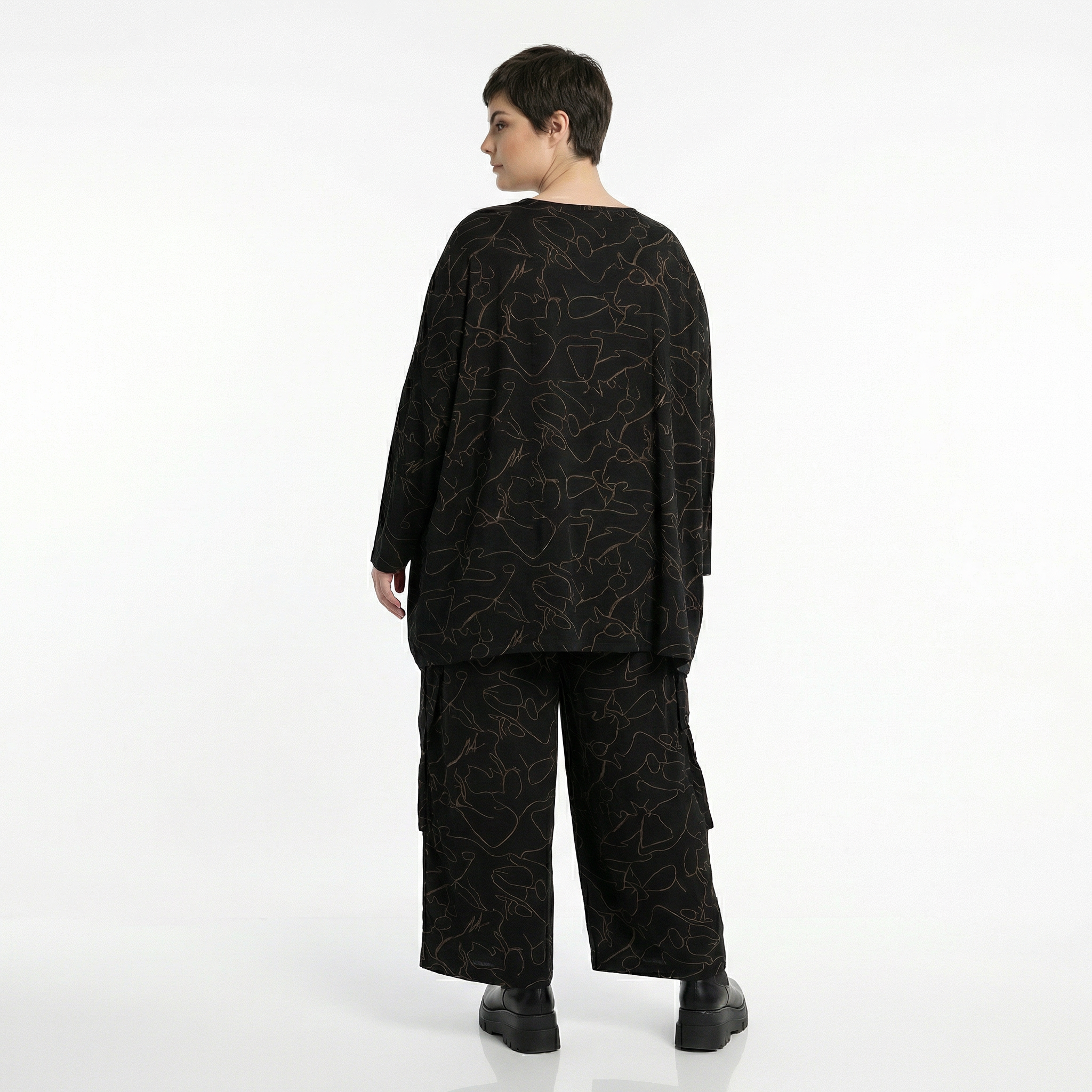  Ballonhose von AKH Fashion aus Viskose, 1545.07125, Schwarz/Braun, Kringel, Ausgefallen