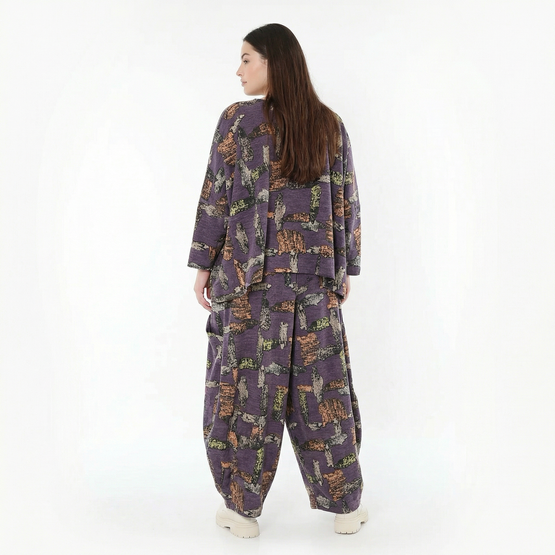  AKH Fashion Überwurf in kastiger Form, aus Materialmix, 1548.03018, Violett/Multi, Schick