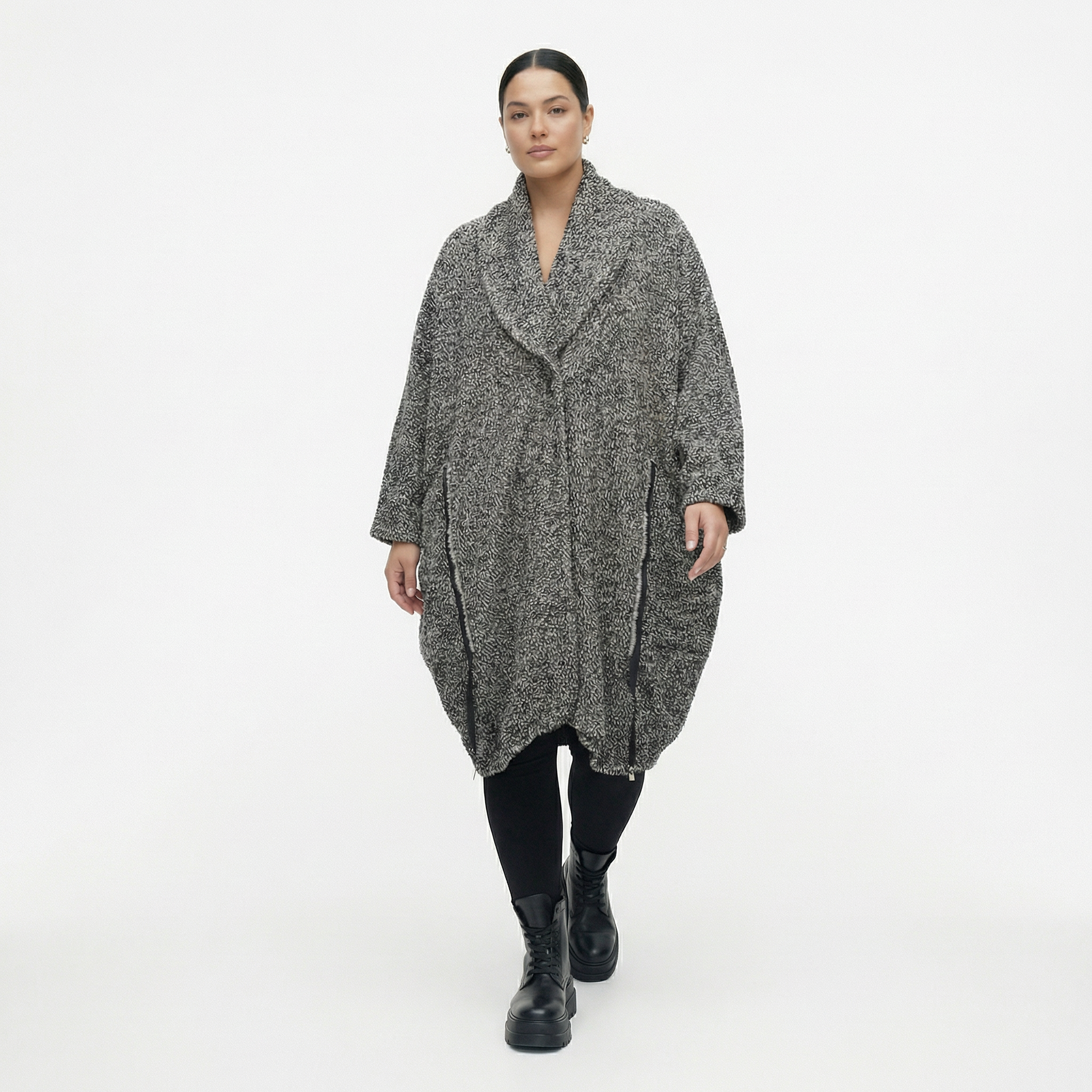  Ballonmantel von AKH Fashion aus Materialmix, 1551.07164, Schwarz/Weiß, Meliert, Schick