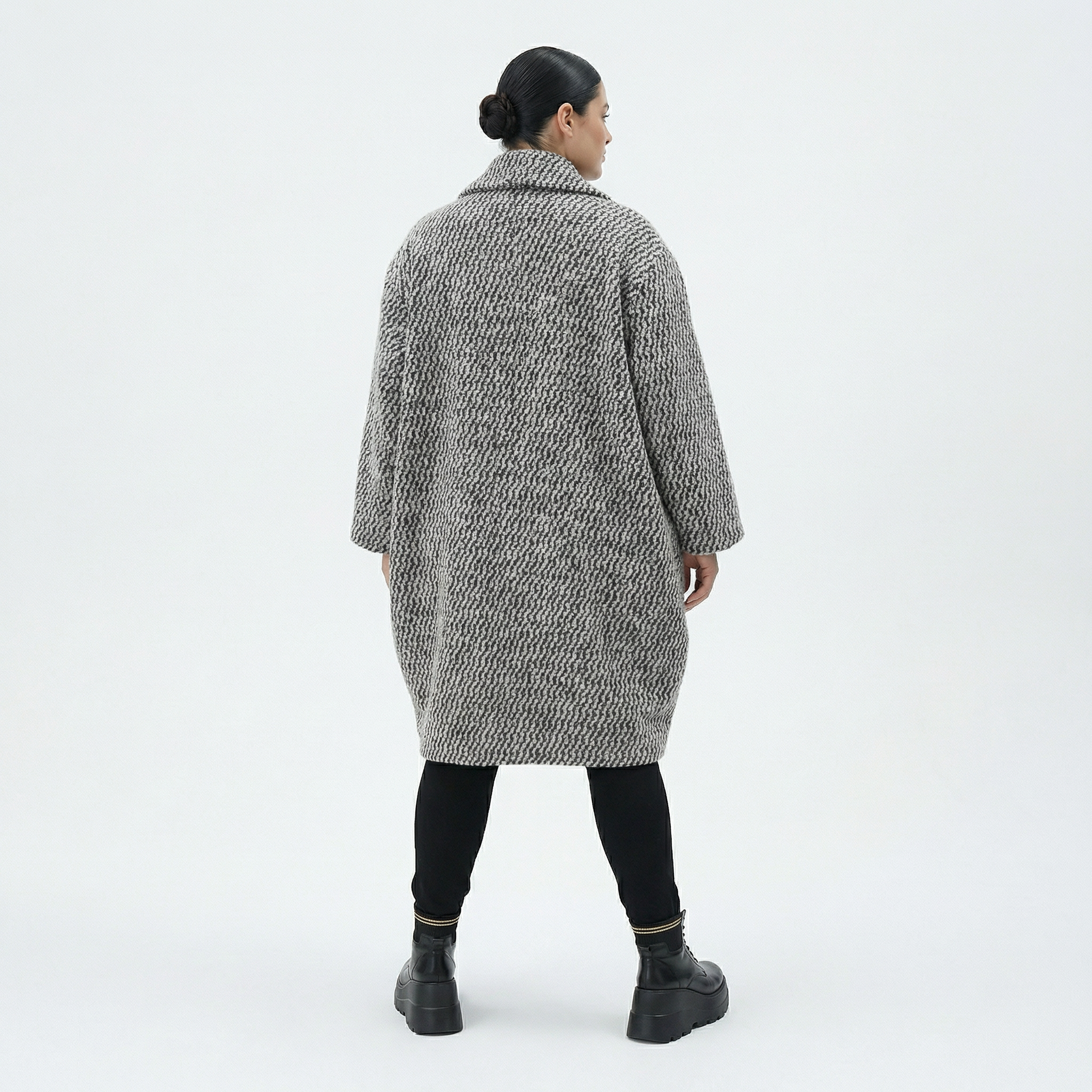  Ballonmantel von AKH Fashion aus Materialmix, 1554.07164, Grau/Blau, Kariert, Ausgefallen