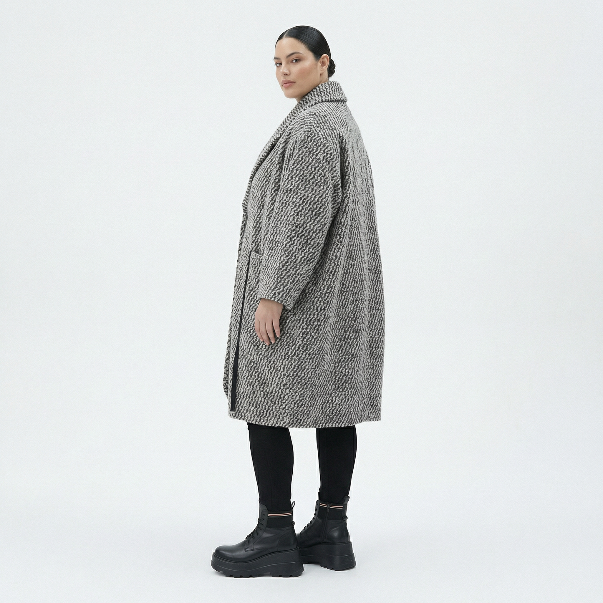  Ballonmantel von AKH Fashion aus Materialmix, 1554.07164, Grau/Blau, Kariert, Ausgefallen