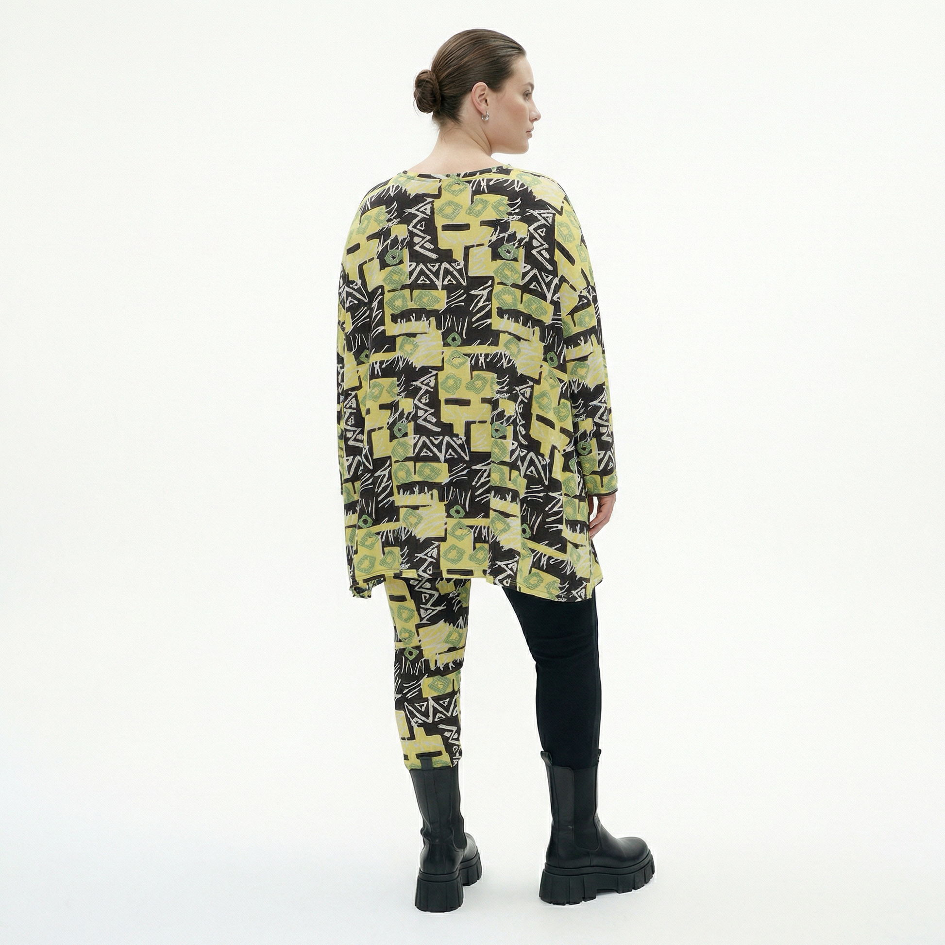  A-Form Bigshirt von AKH Fashion aus Viskose, 1556.00593, Gelb/Multi, Abstrakt, Ausgefallen