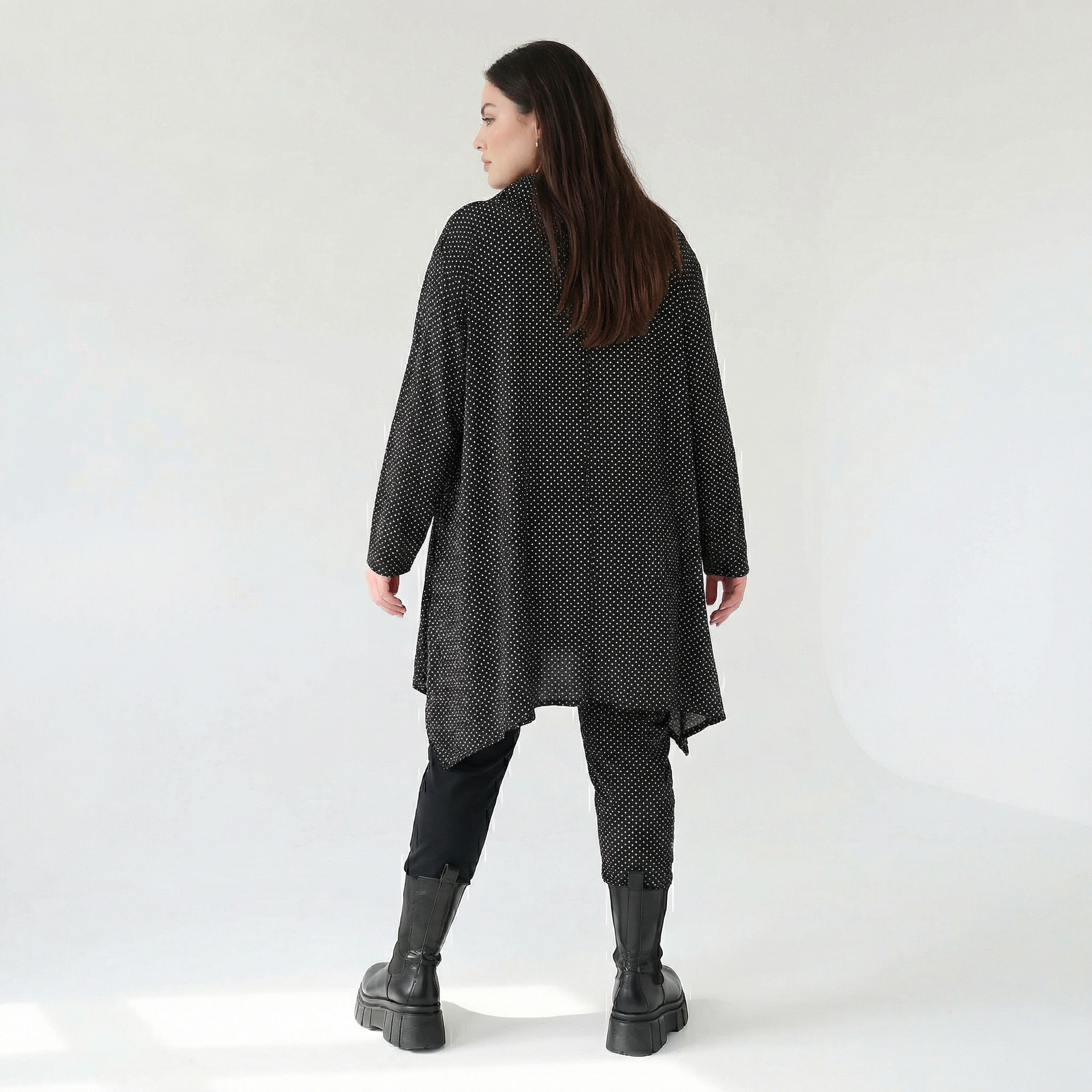  A-Form Bigshirt von AKH Fashion aus Viskose, 1558.03371, Schwarz/Weiß, Punkte, Ausgefallen