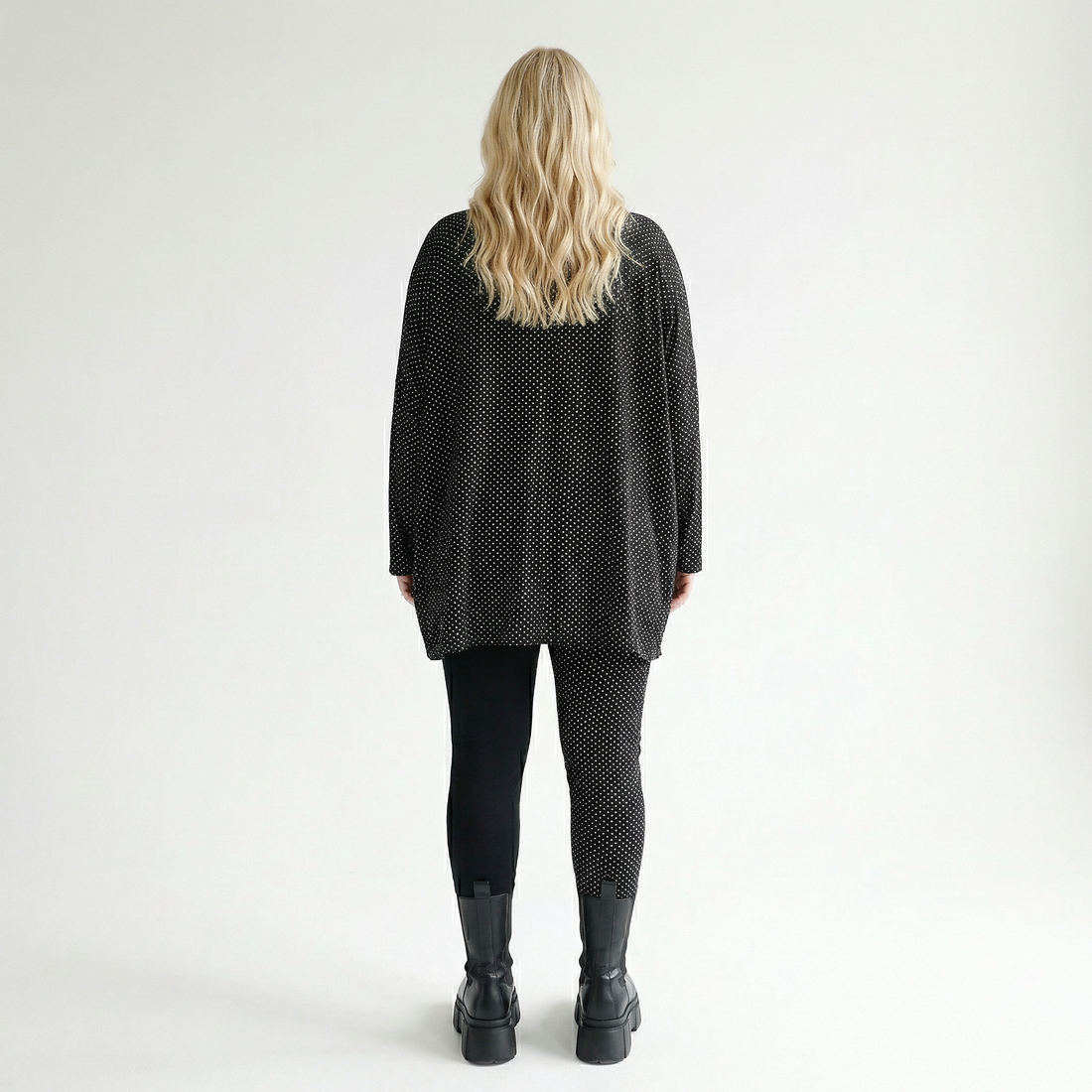  A-Form Bigshirt von AKH Fashion aus Viskose, 1558.00593, Schwarz/Weiß, Punkte, Ausgefallen